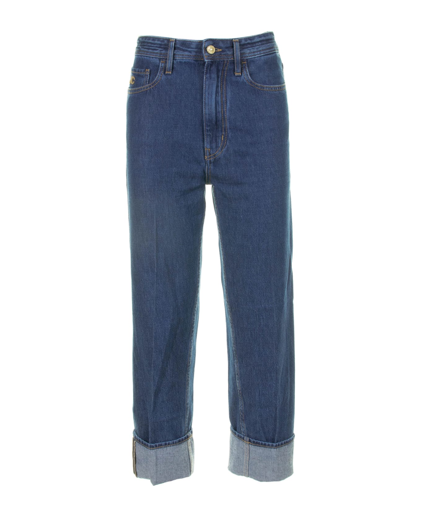 Jacob Cohen High Waist Boyfriend Jeans With Cuff - Blu
