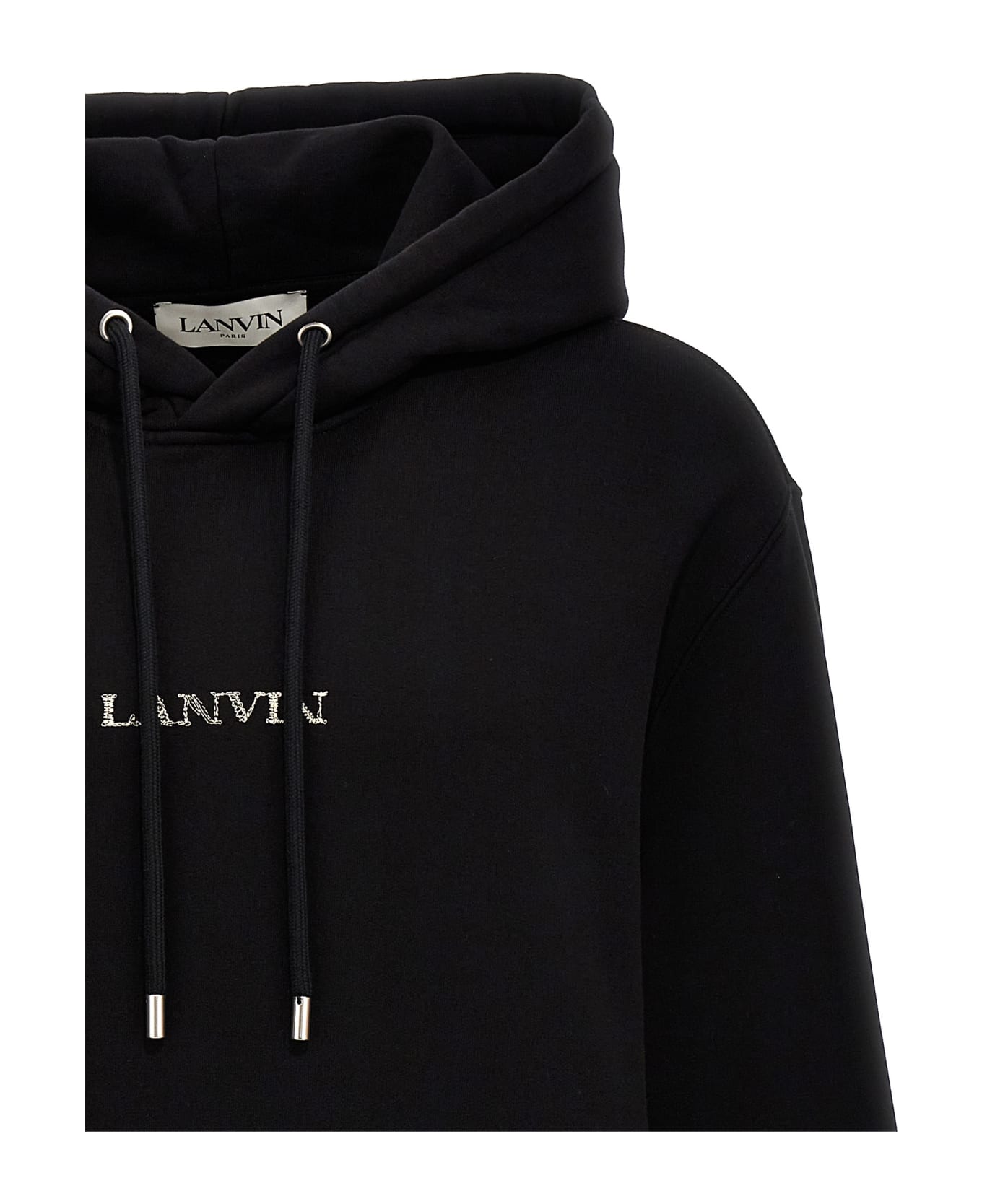 Lanvin Logo Embroidery Hoodie - Black