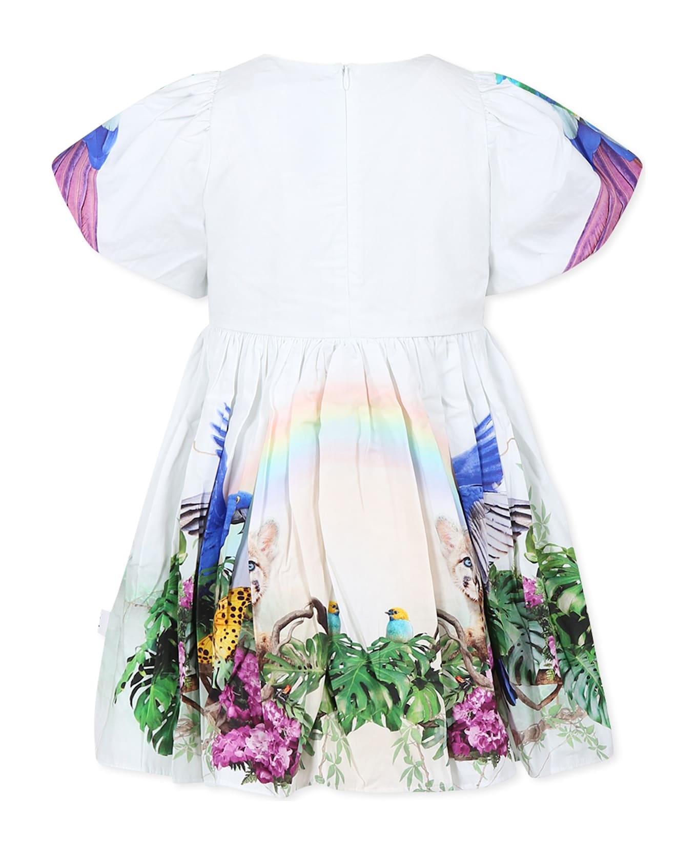 Molo Light Blue Dress For Girl With Jungle Print - Light Blue