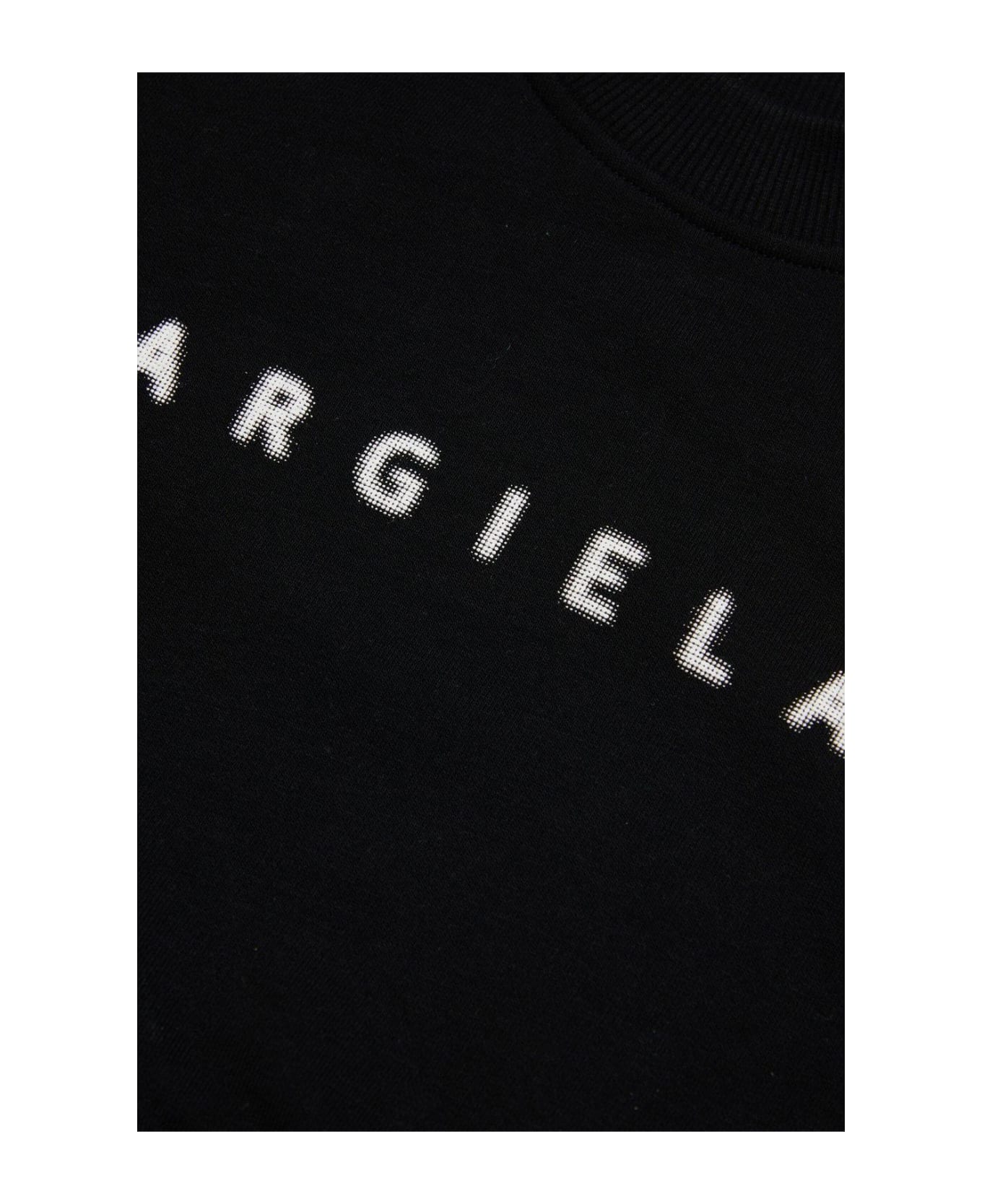 MM6 Maison Margiela Logo Printed Cropped Sweatshirt - Black