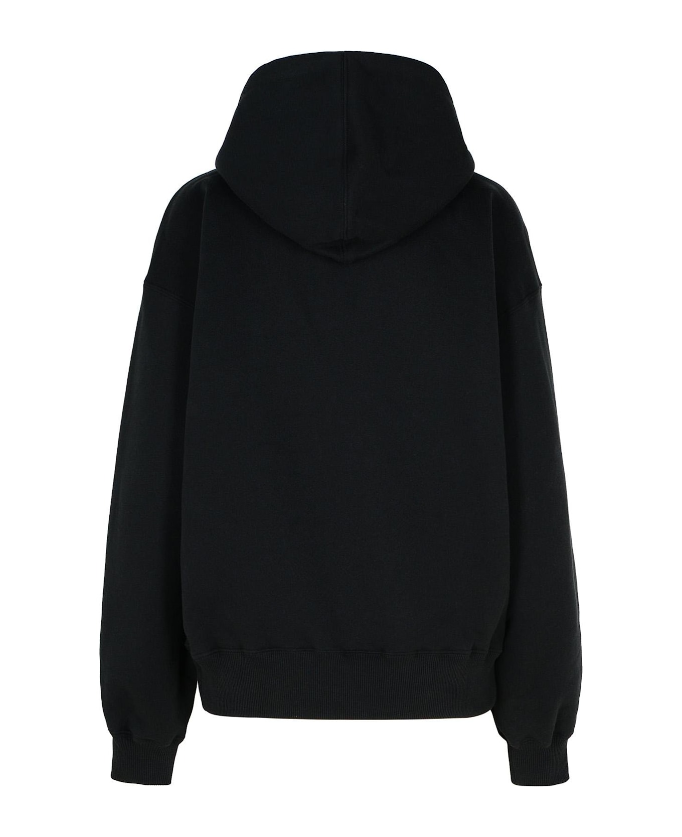 Off-White Logo Embellished Drawstring Hoodie - BLACK