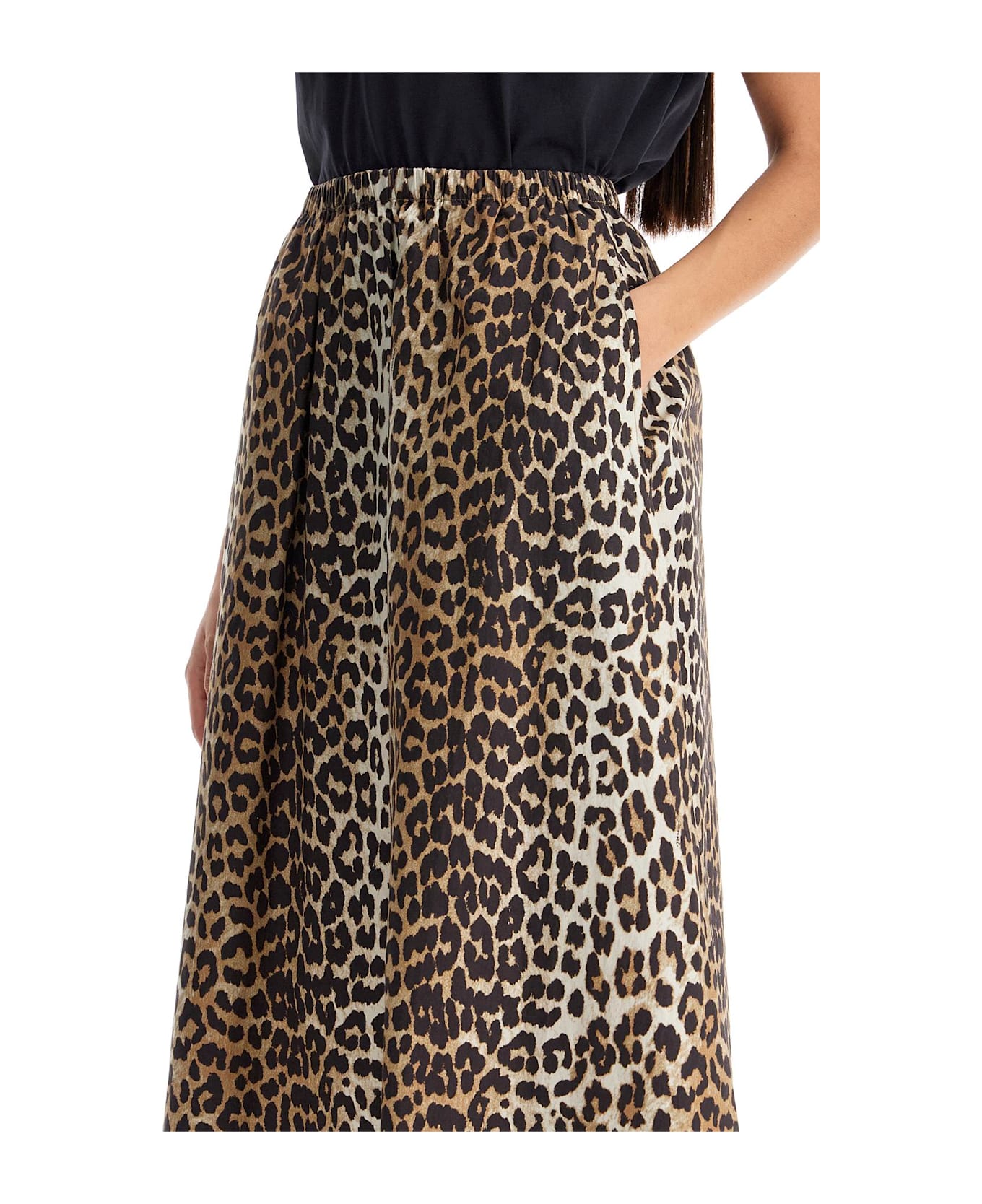 Ganni Long Leopard Print Maxi Skirt - LEOPARD (Brown)
