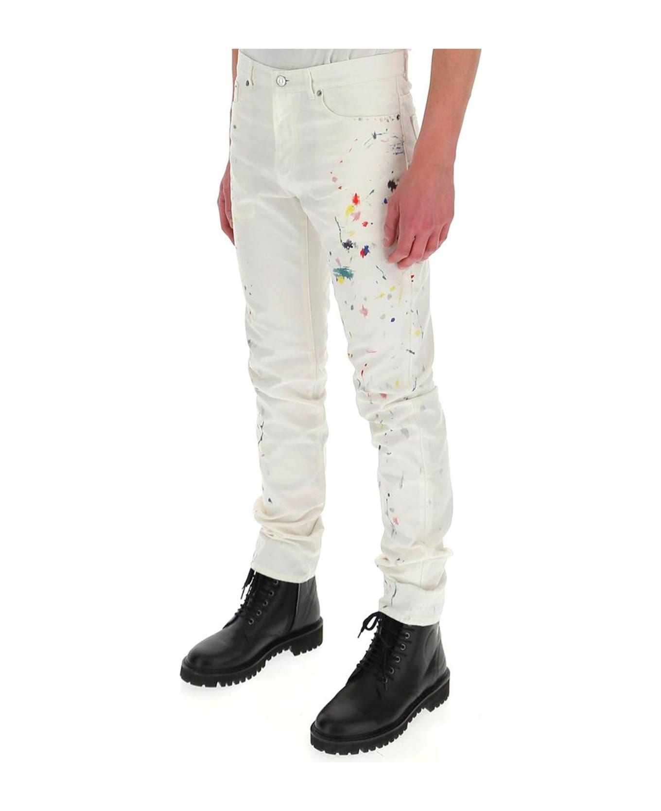 Dior Paint Splash Slim Jeans - White ボトムス