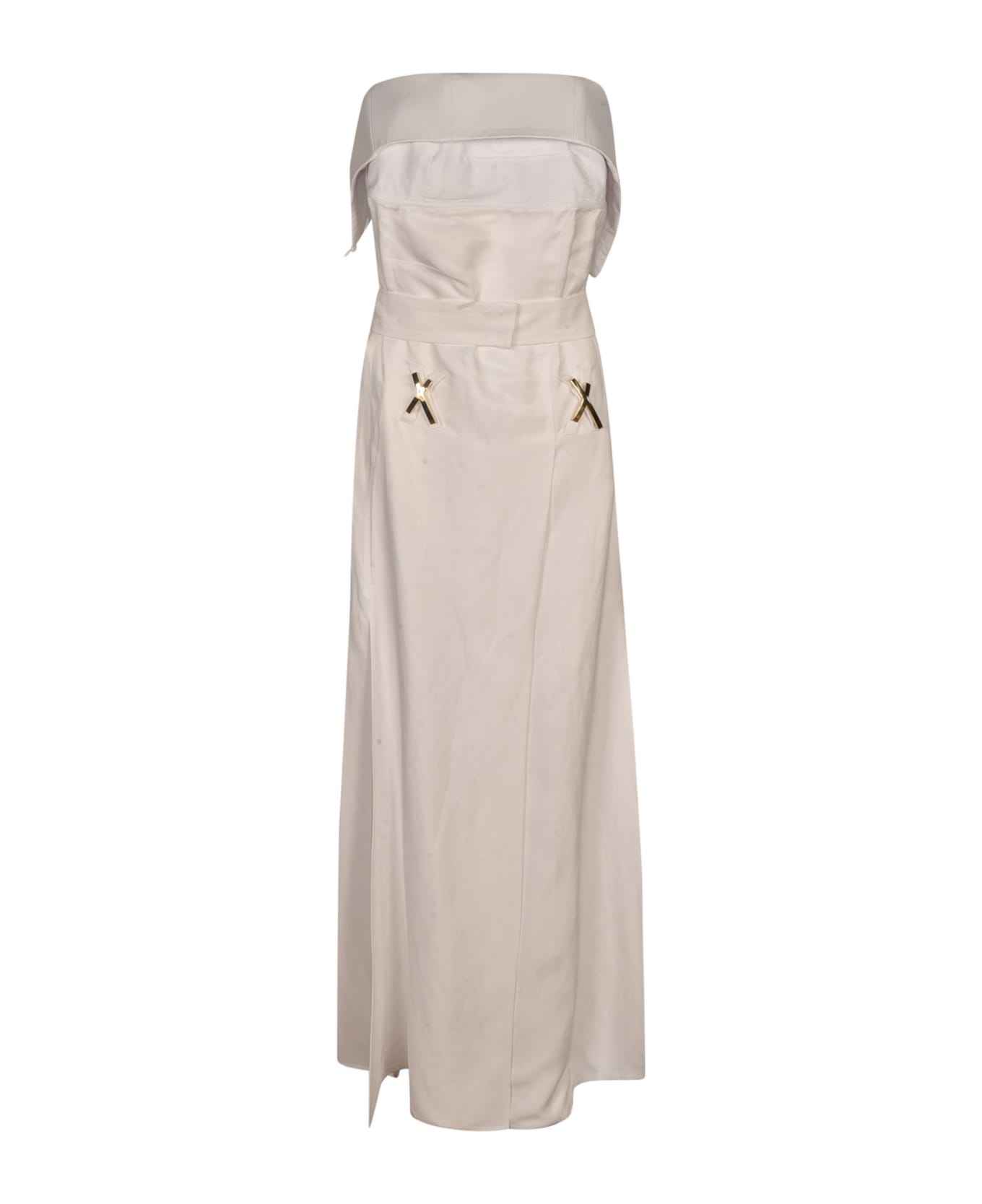 Genny Off-shoulder Rear Zip Flared Dress - White ワンピース＆ドレス