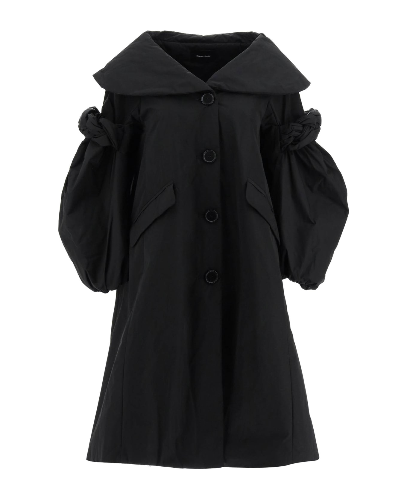 Simone Rocha Oversized Padded Coat With Braided Details - BLACK (Black)