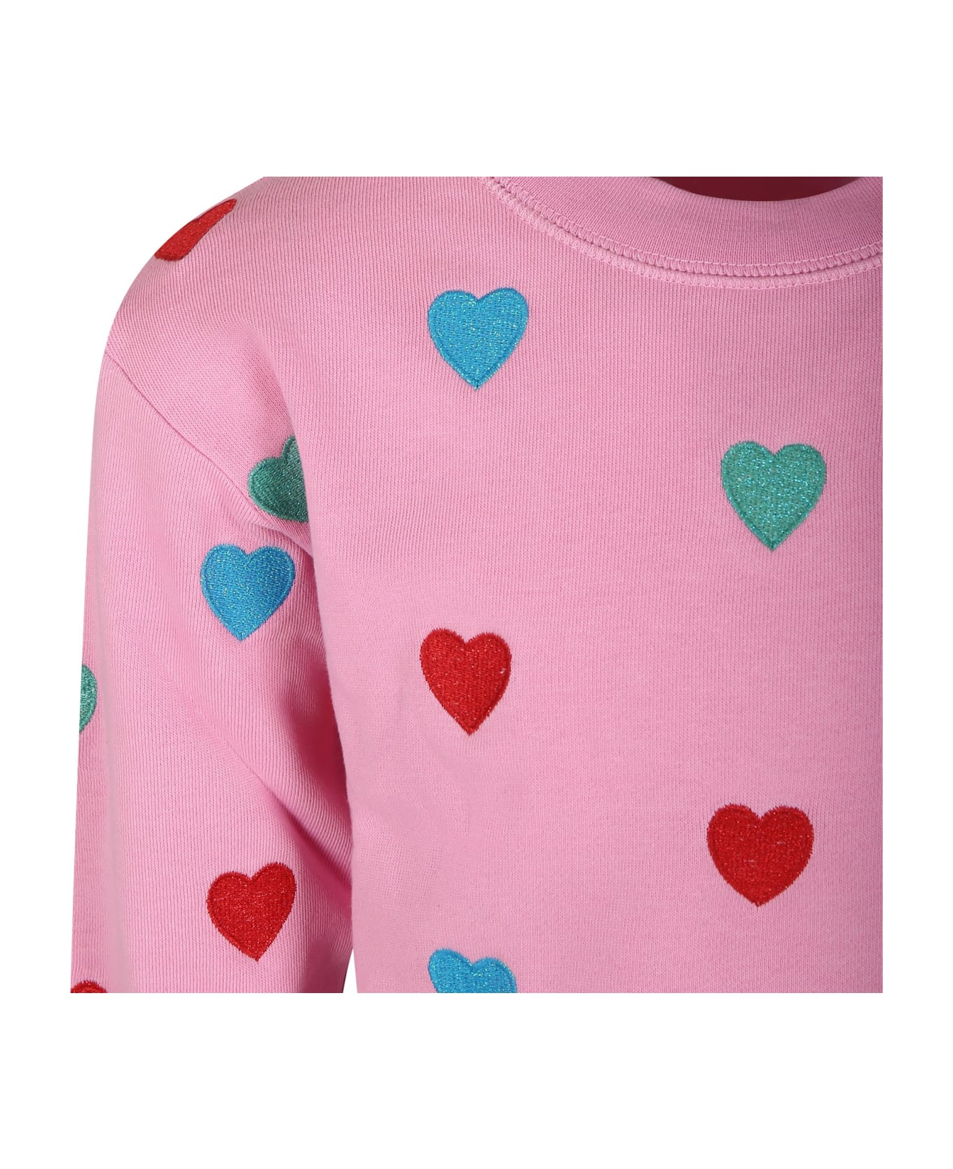 Stella McCartney Kids Pink Sweatshirt For Girl With Hearts - Pink
