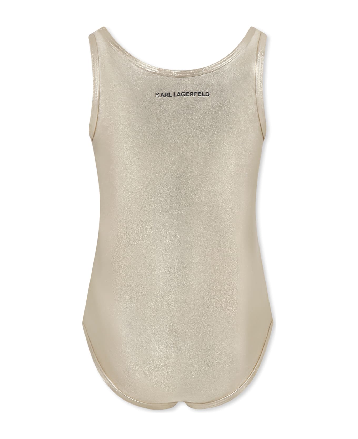 Karl Lagerfeld Kids Gold Swimsuit For Girl With Logo - Gold