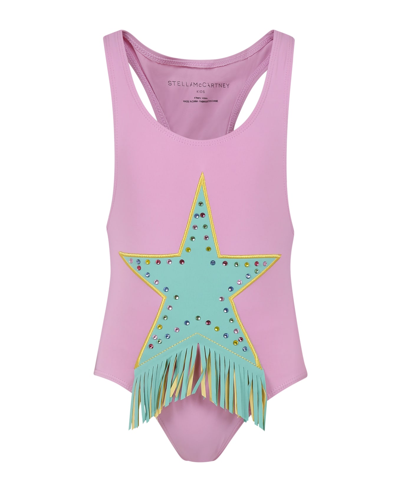 Stella McCartney Kids Pink Swimsuit For Girl With Star - Rosa
