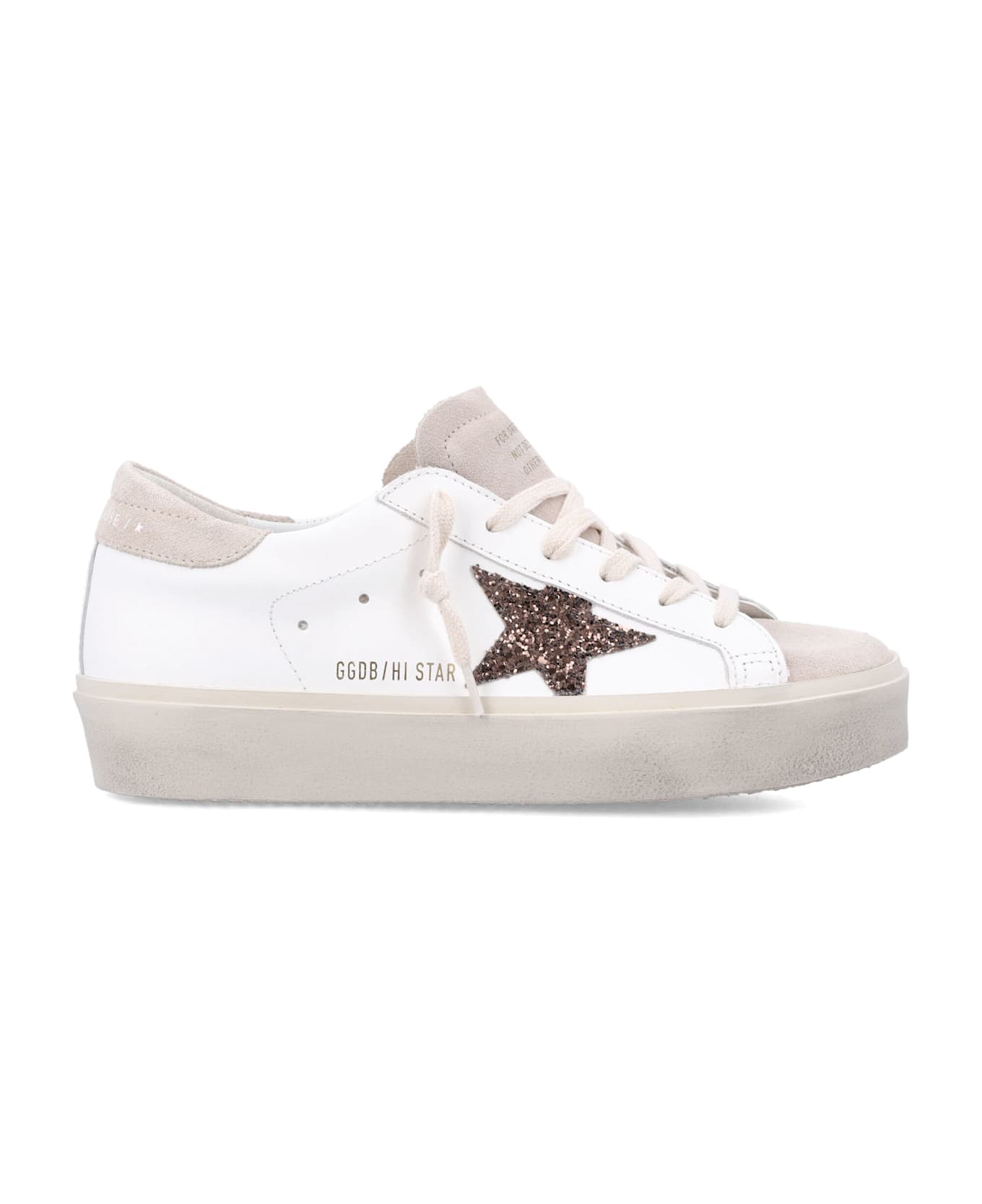 Golden Goose Hi Star Woman
s Sneakers - WHITE BEIGE