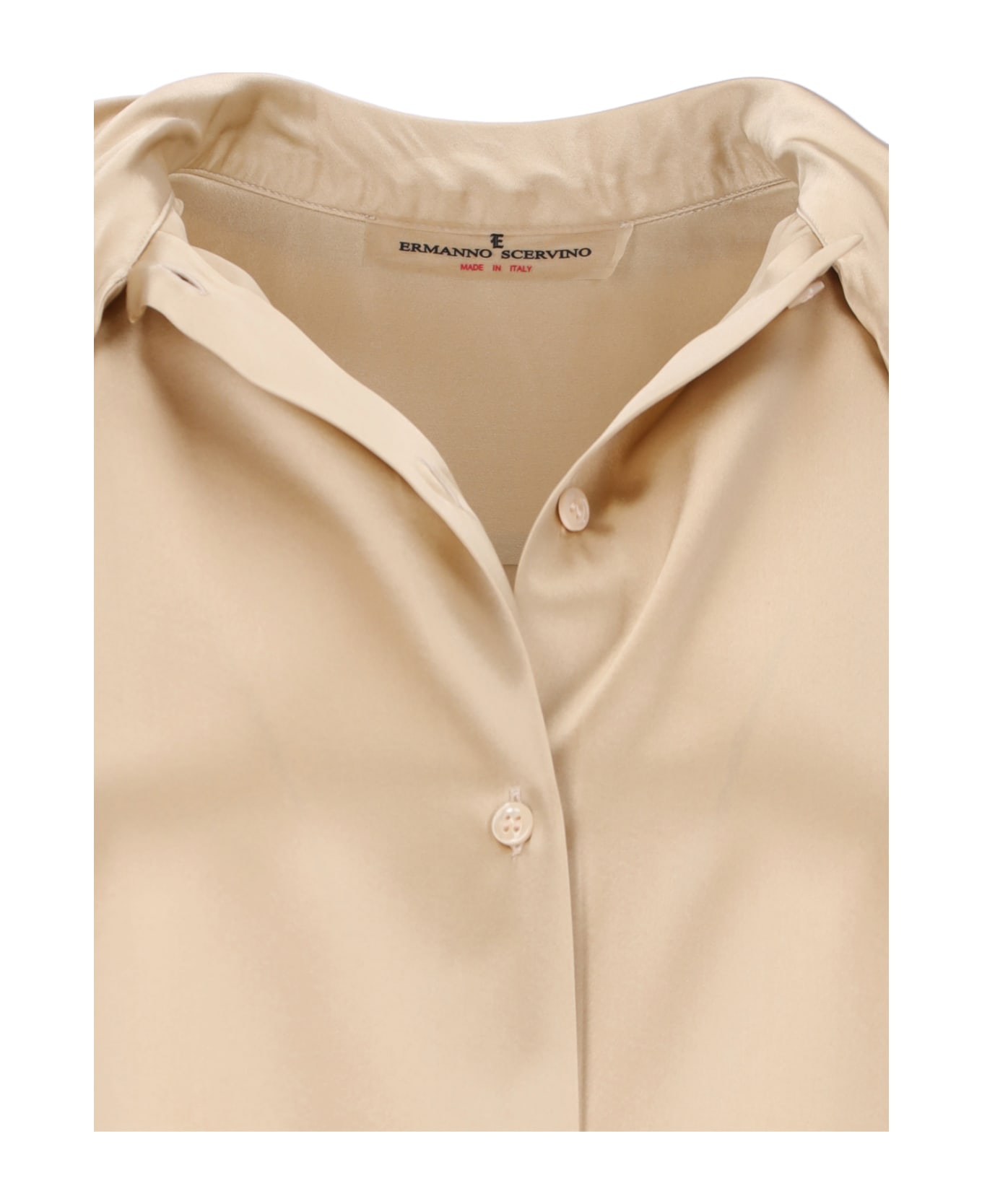 Ermanno Scervino Lavallière Shirt With Bow - Beige