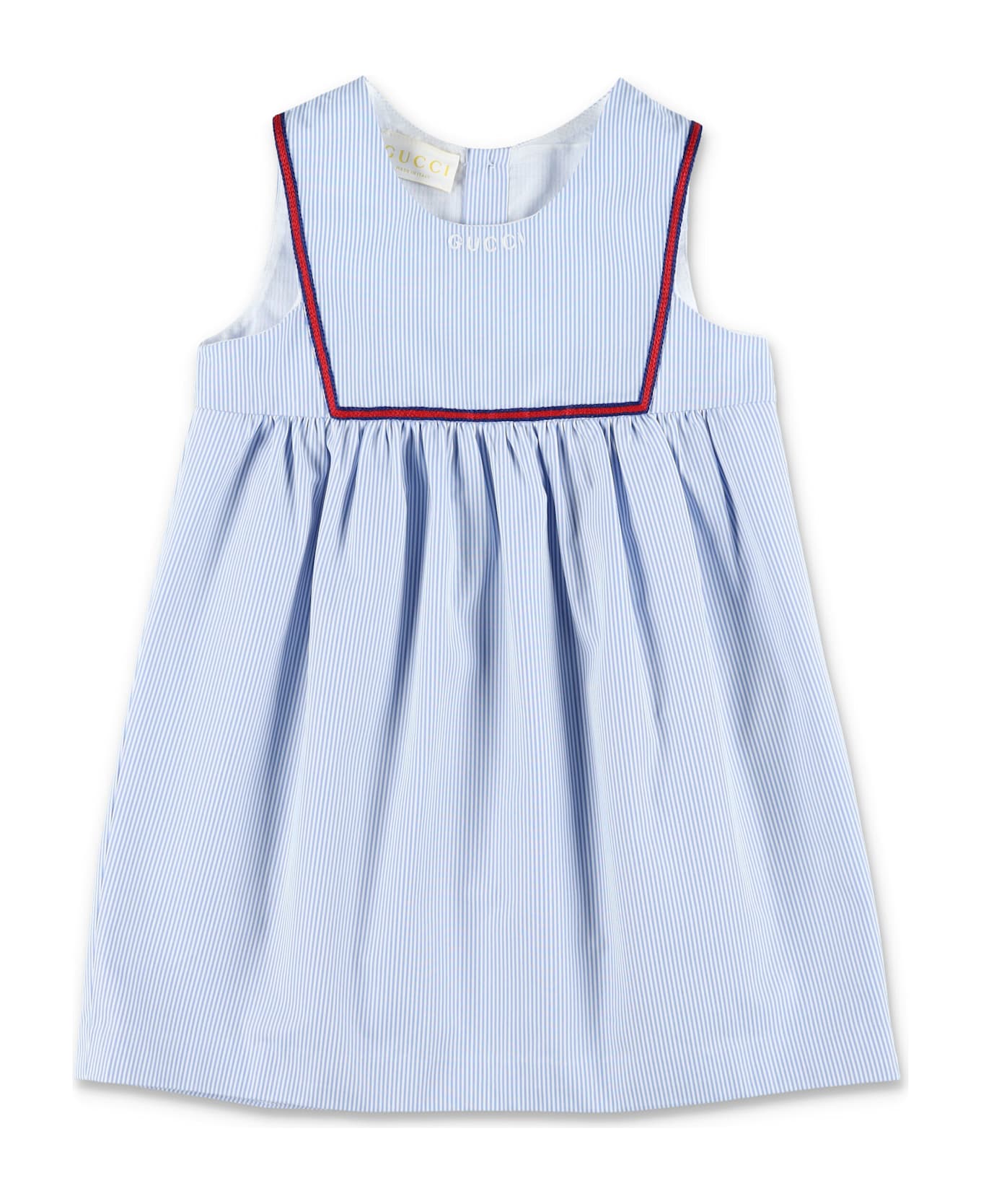 Gucci Kid - Embroidered Cotton Poplin Dress - LIGHT BLUE