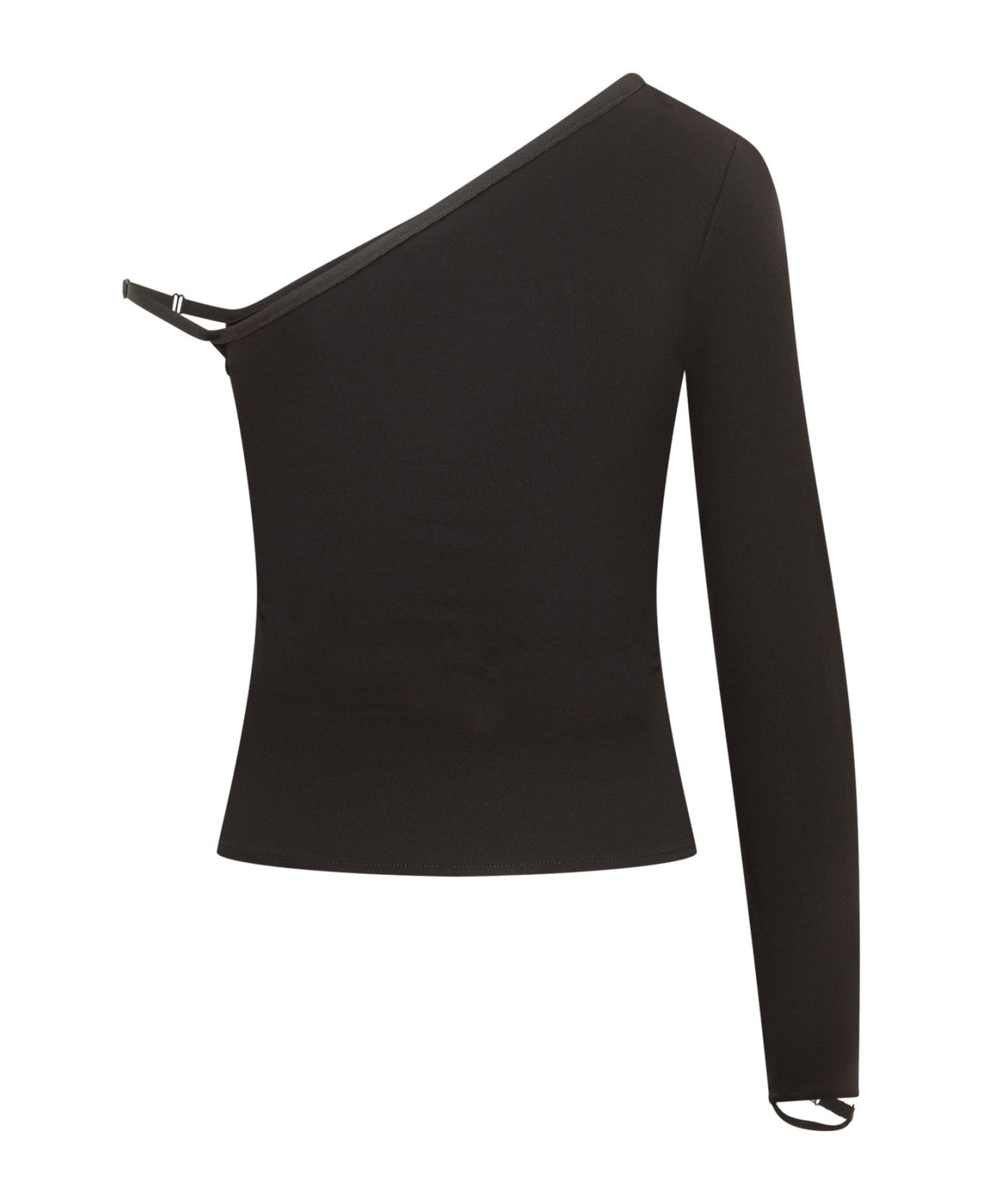 Courrèges Asymetric One Sleeve Top - BLACK