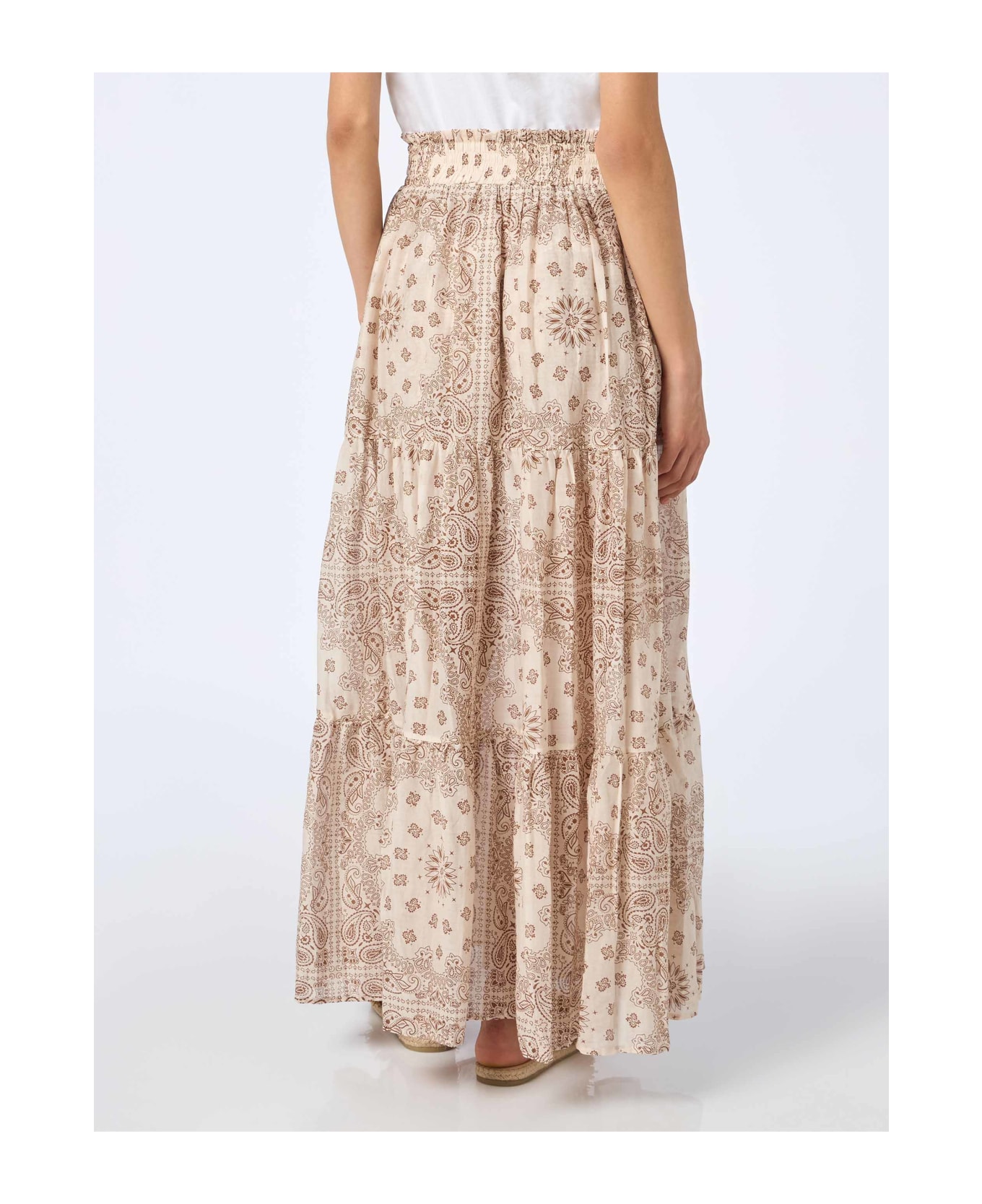 MC2 Saint Barth Woman Silk Voile Pleated Long Skirt Cheyenne - WHITE