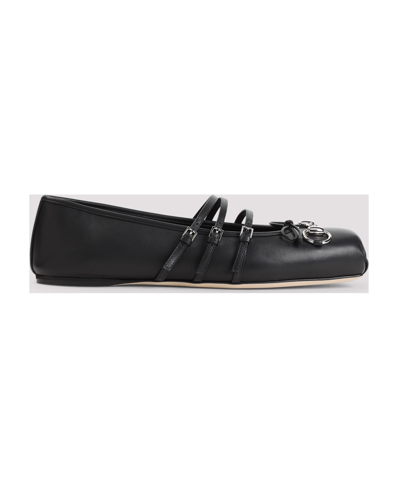 Gucci Black Leather Ballerinas - Black