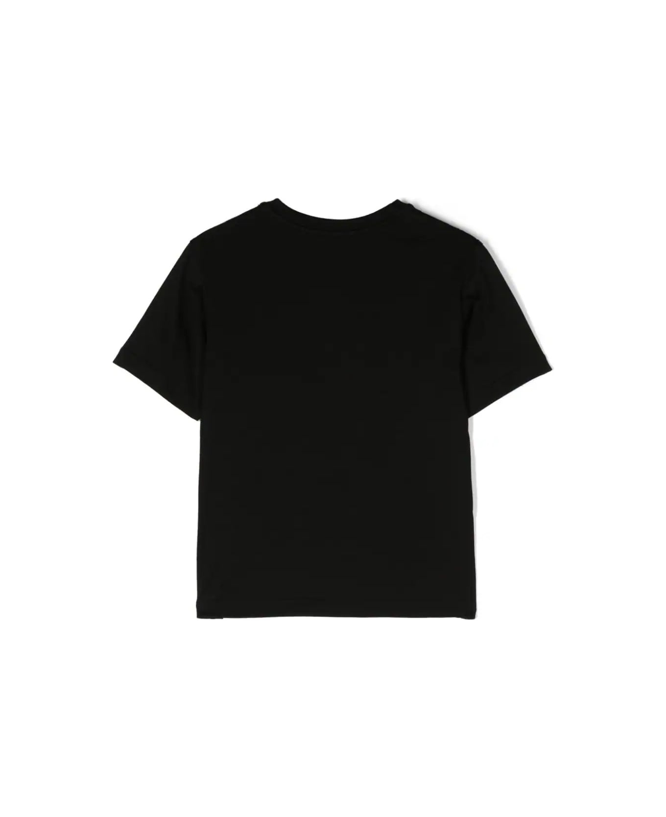Dolce & Gabbana Black T-shirt With Velvet All-over Logo - Black