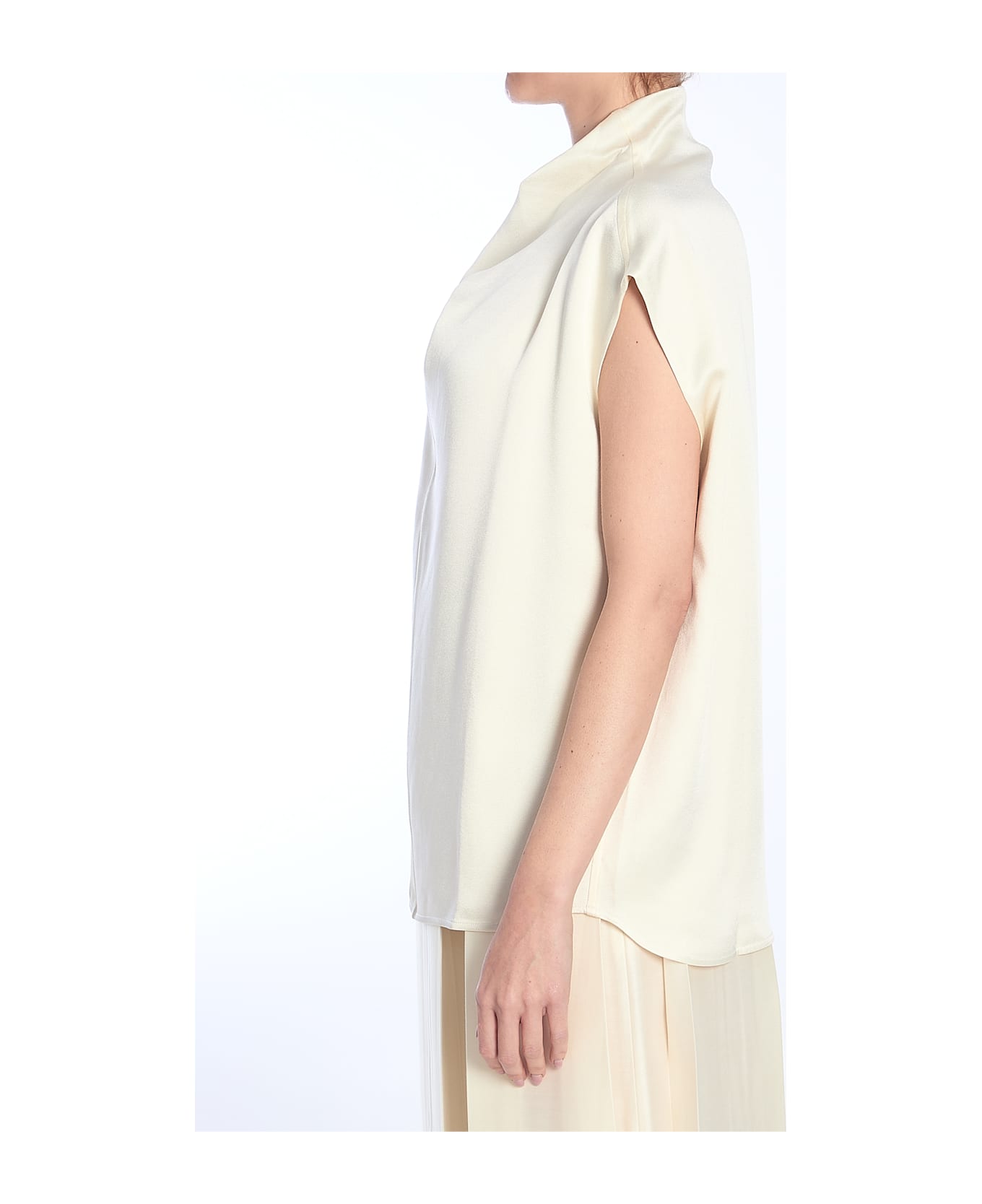 Totême Ivory Collared Sleveless Top - White