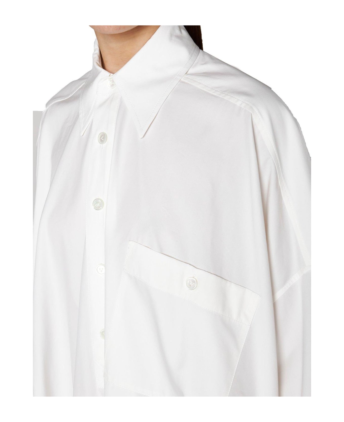 Bottega Veneta Half-buttoned Shirt Dress - White