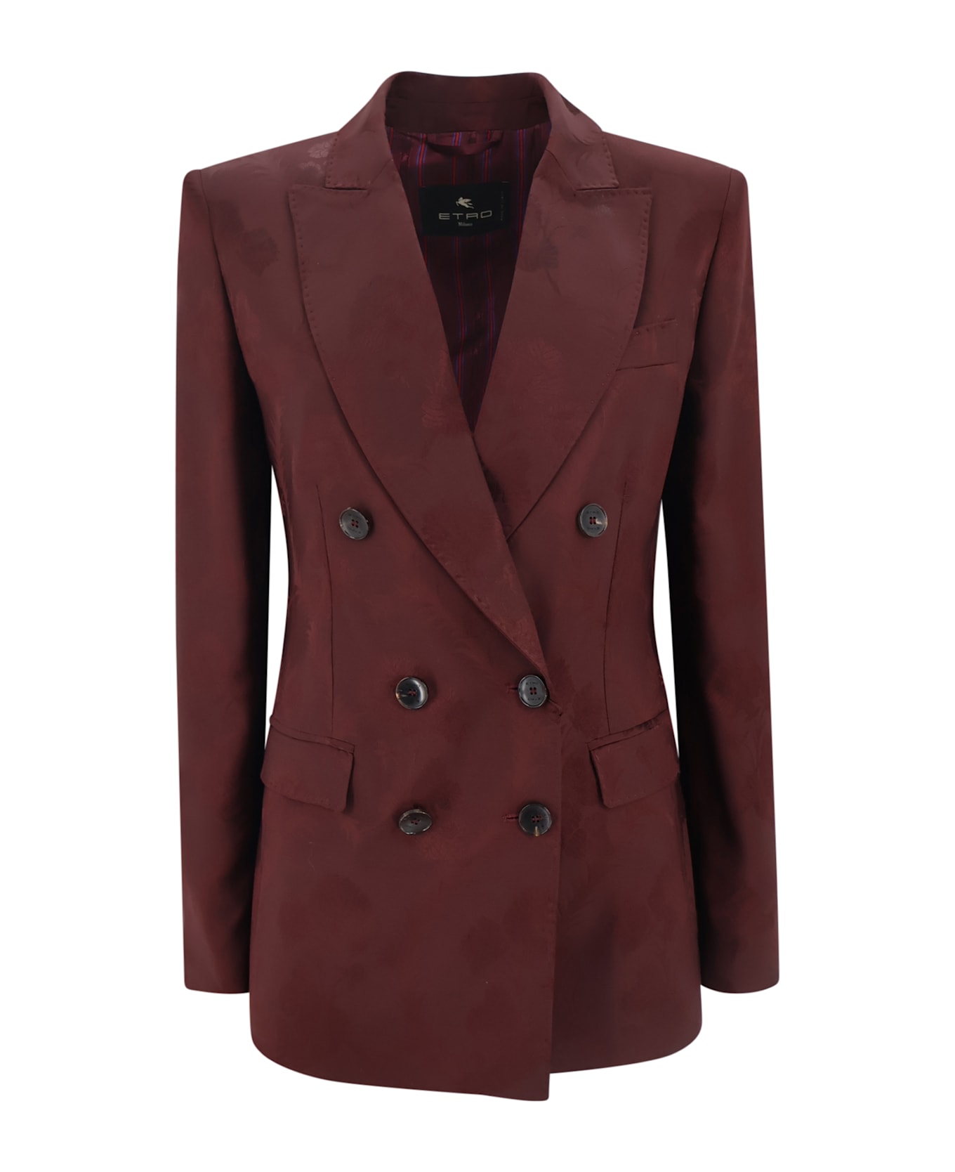 Etro Double-breasted Jacket With Floral Jacquard Pattern