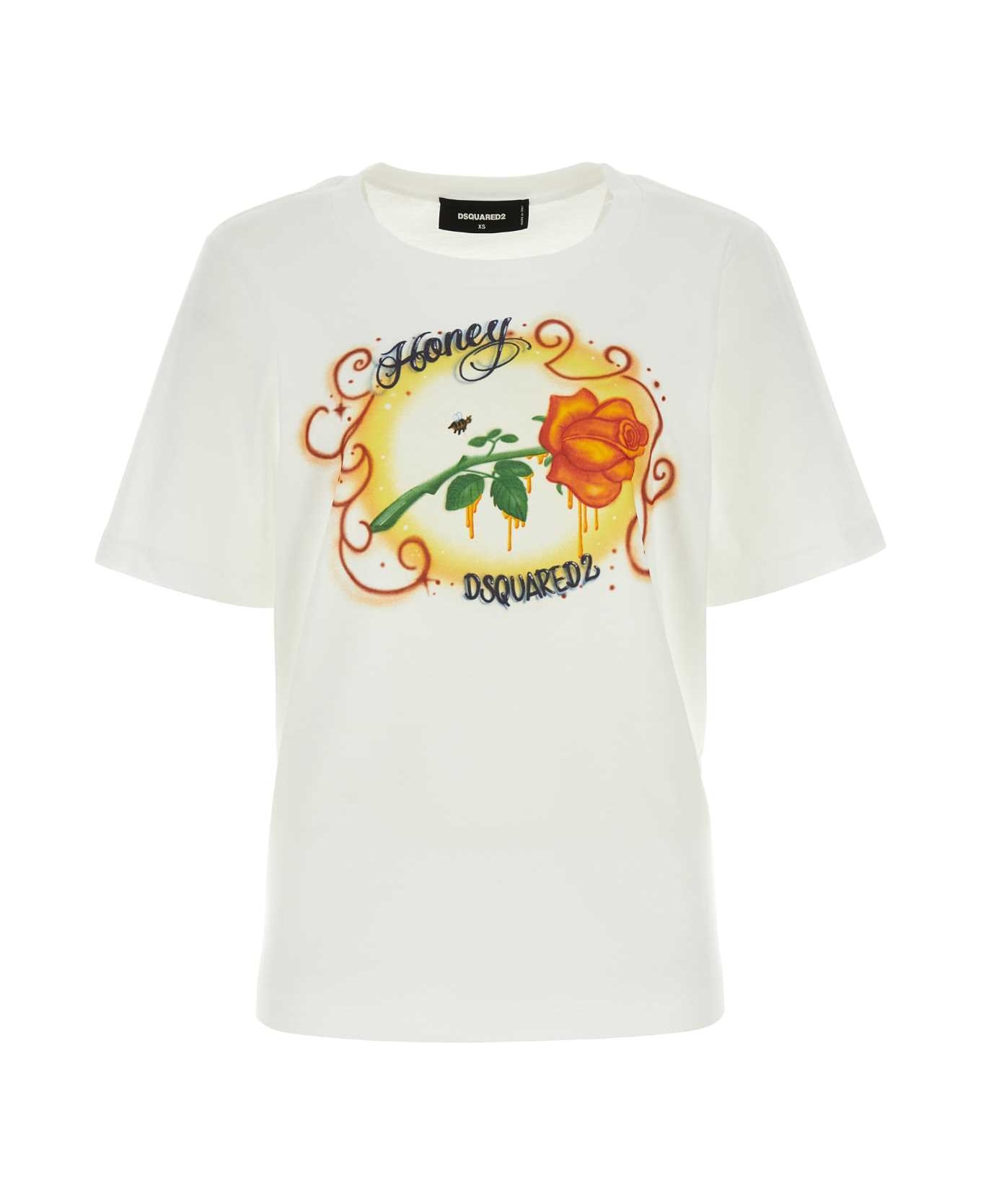 Dsquared2 White Cotton T-shirt - White Tシャツ