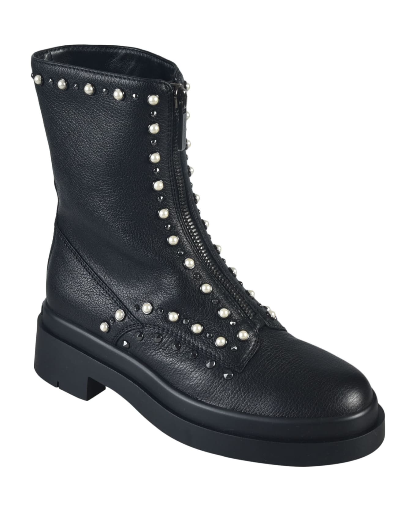 Jimmy Choo Nola Flat Boots - Black/Pearl/Gunmetal ブーツ
