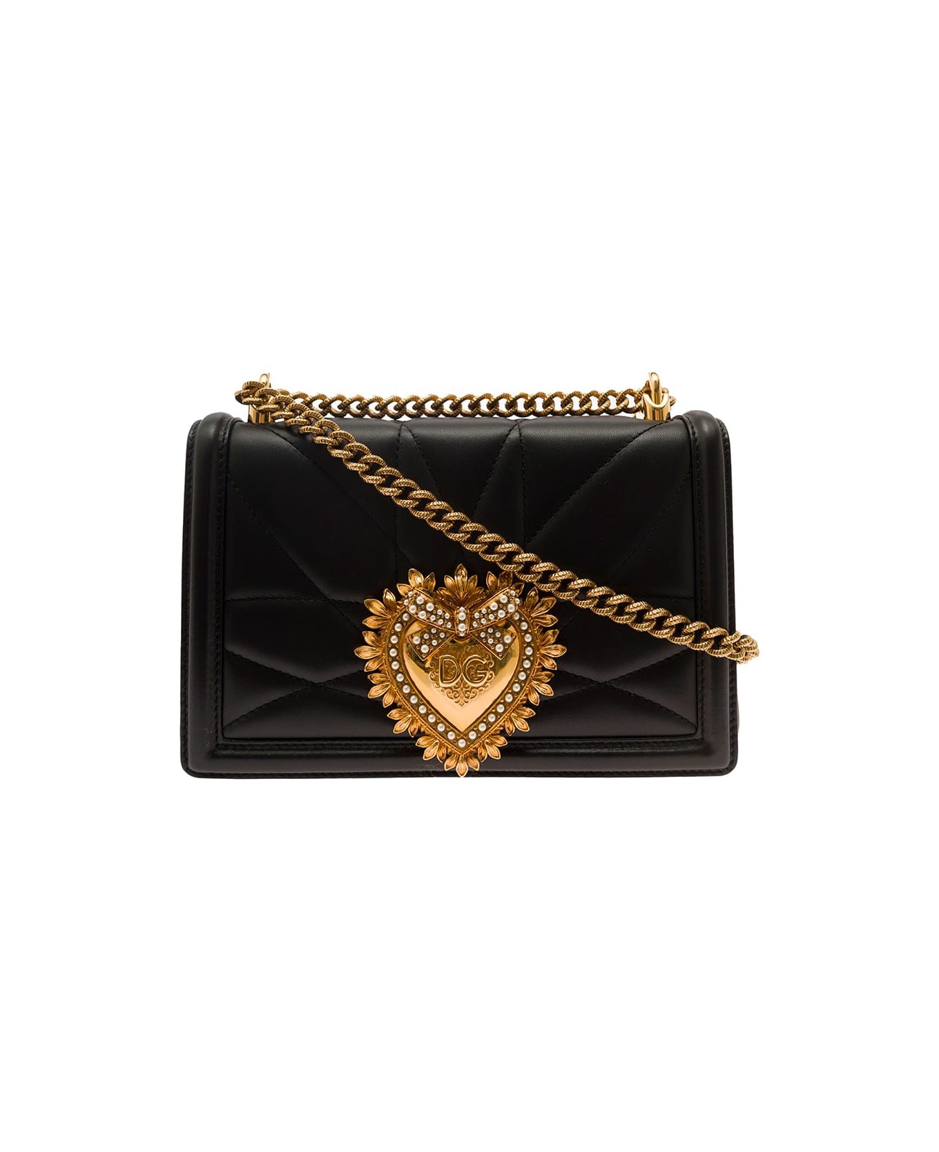 Black Devotion Shoulder Bag In Nappa Leather Matelassé Dolce & Gabbana Woman