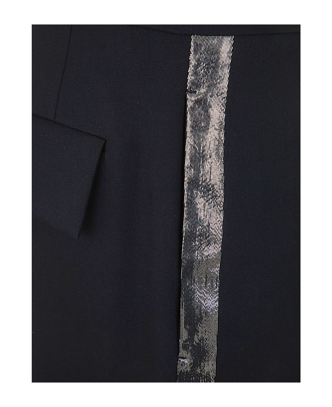 Sapio Wool Trousers Sideband Detail - Black ボトムス