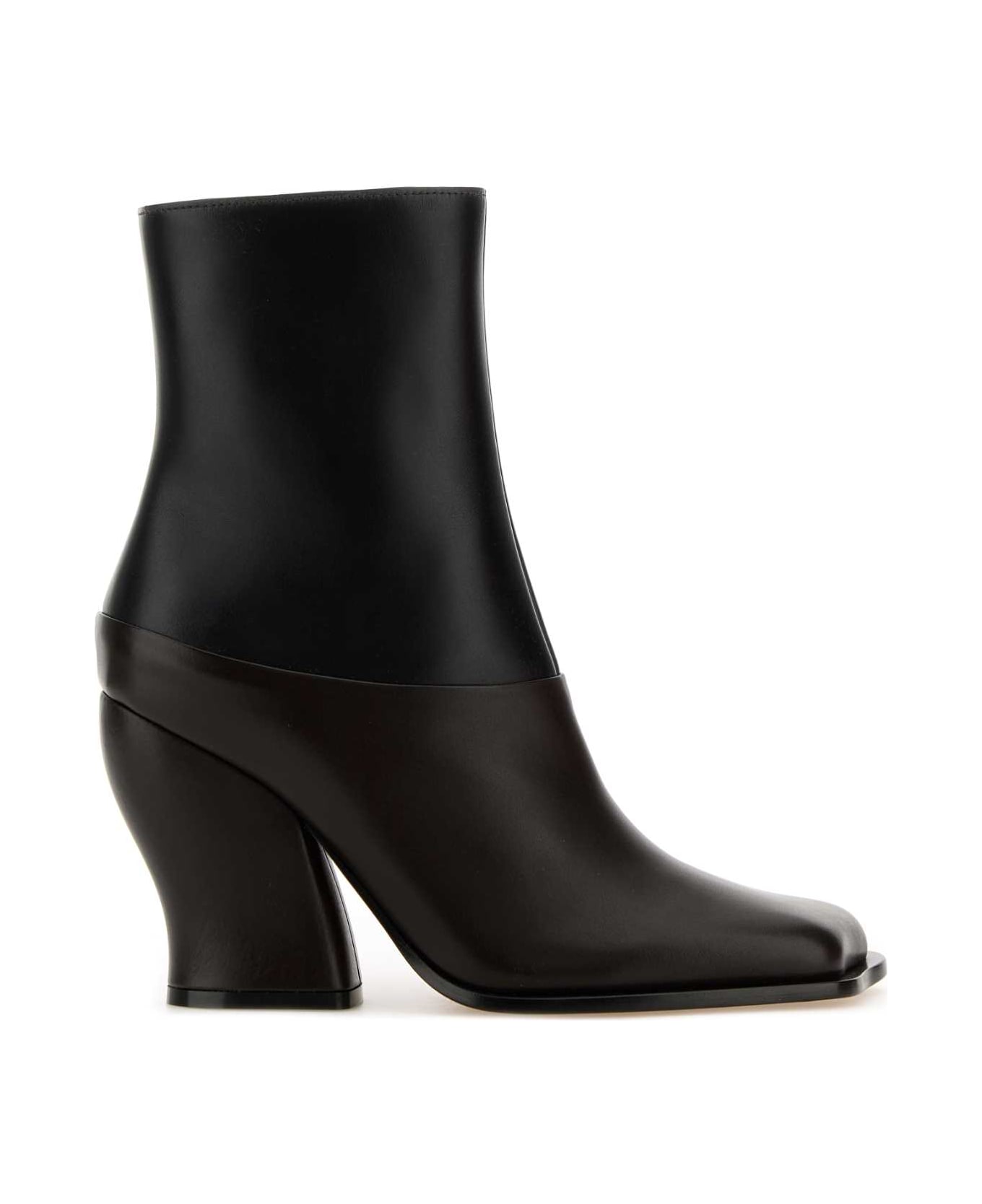 Loewe Two-tone Leather Onda Ankle Boots - BLACKDARKBROWN