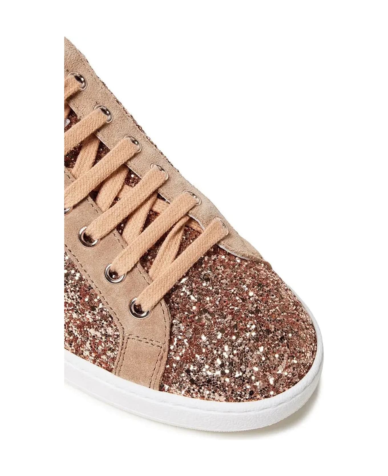 Sergio Rossi Glittered Woven Sneakers - Rose gold