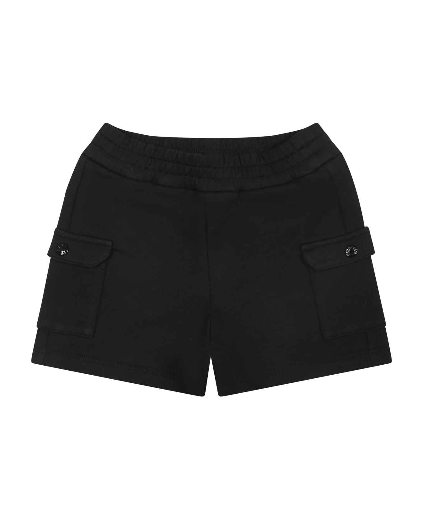 Moncler Black Sports Shorts For Baby Boy - Black ボトムス