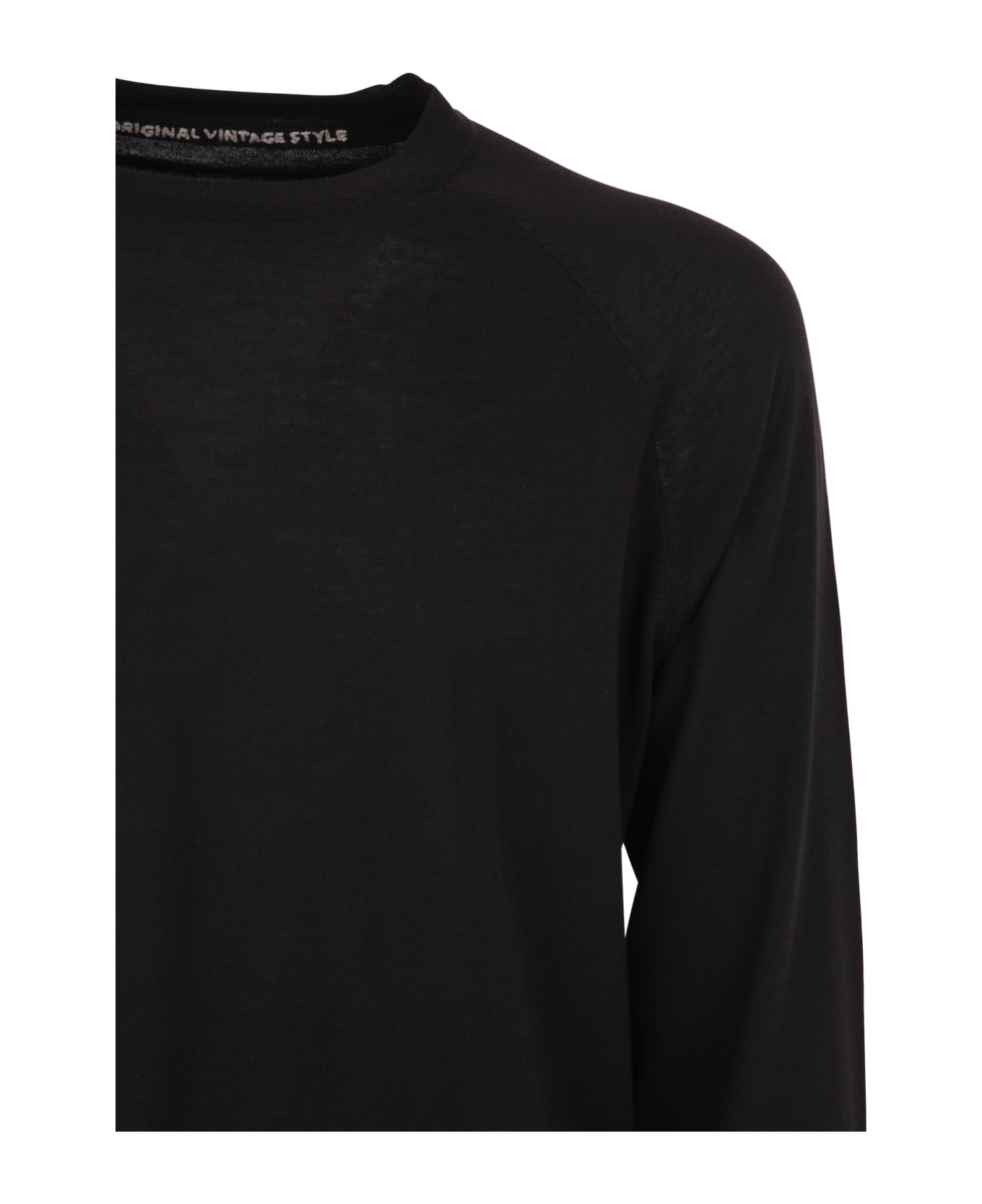 Original Vintage Style Cotton Silk T-shirt - Black シャツ