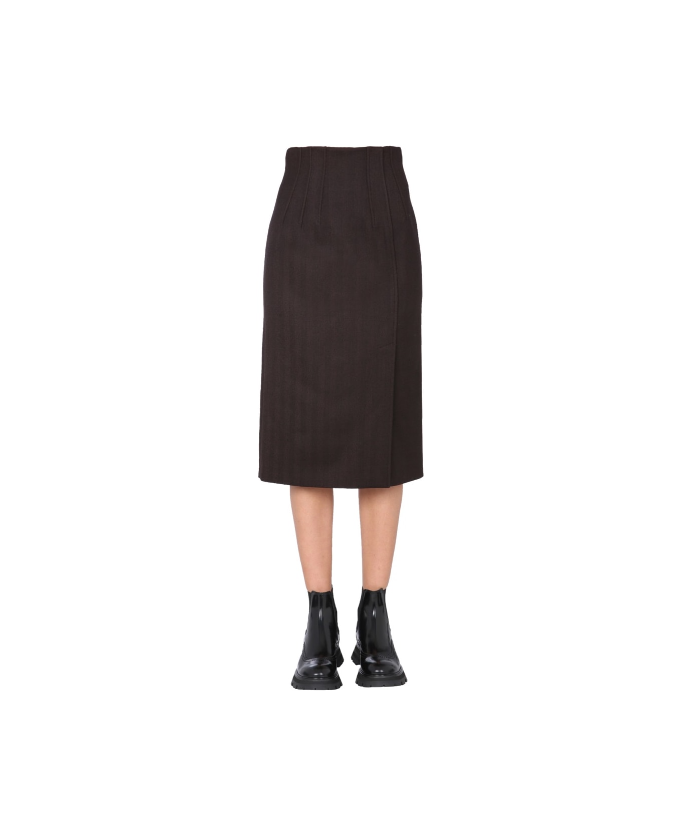 Alexander McQueen High Waisted Skirt - BROWN スカート