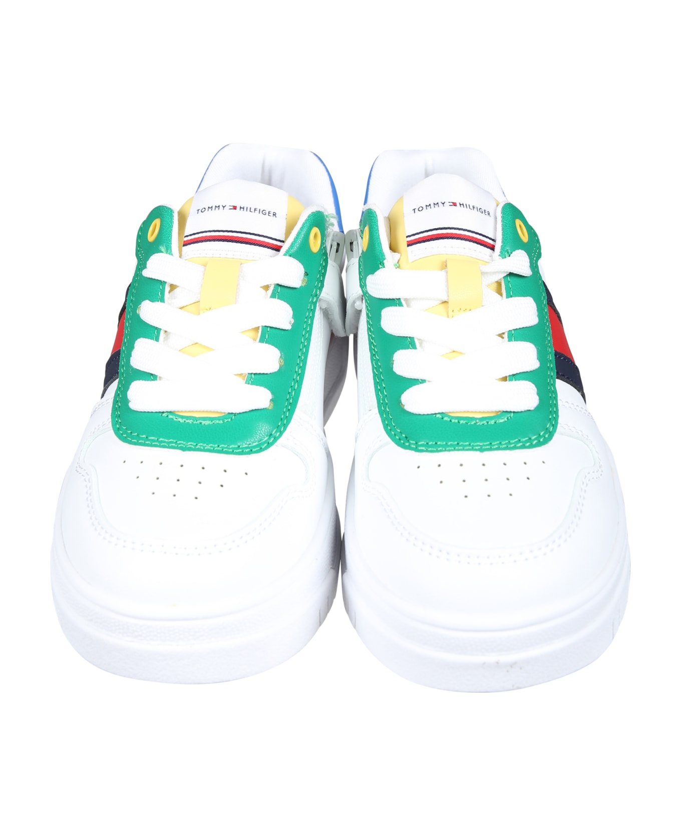 Tommy Hilfiger White Sneakers For Kids With Flag - White
