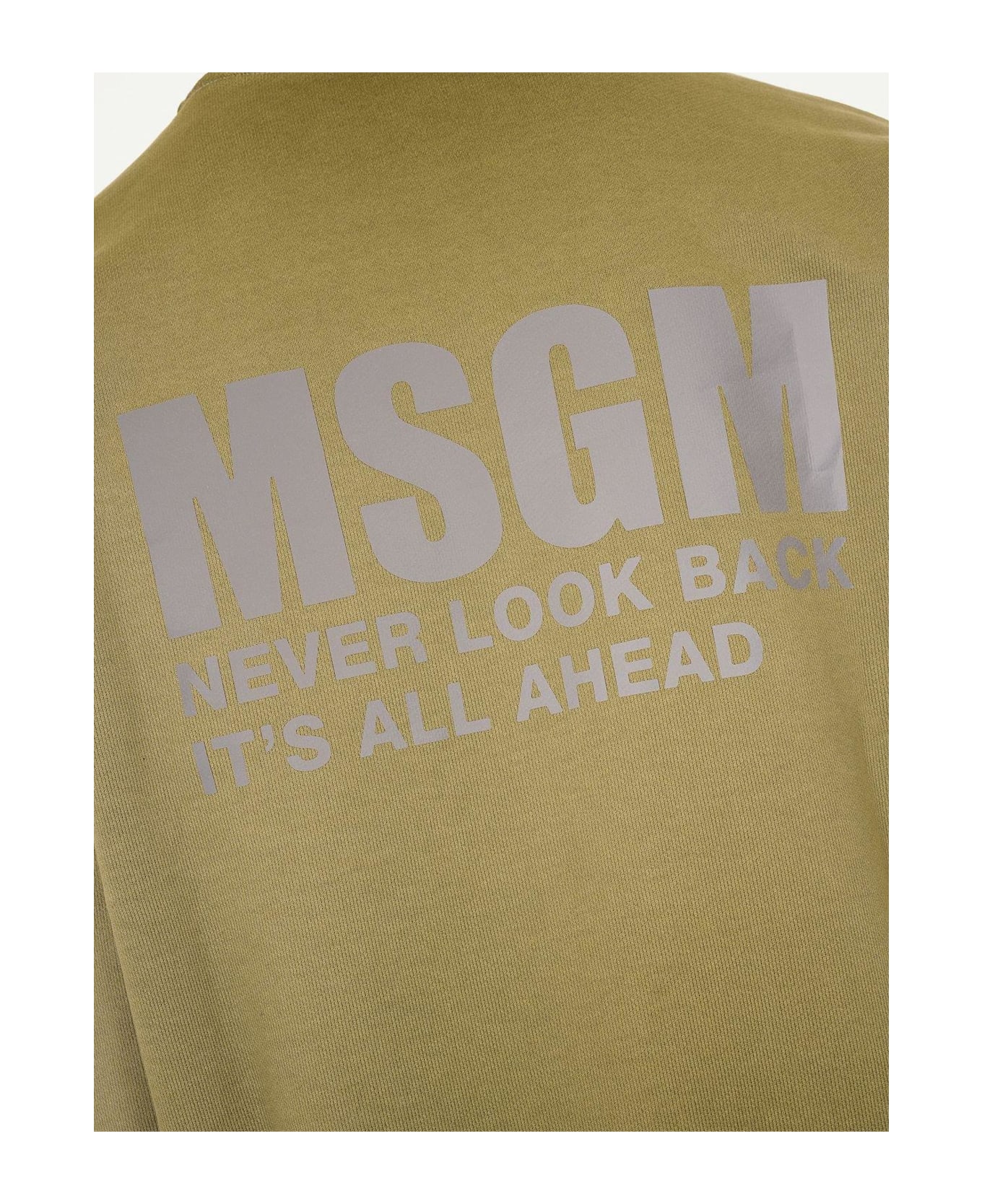 MSGM Logo Printed Crewneck Sweatshirt - Green