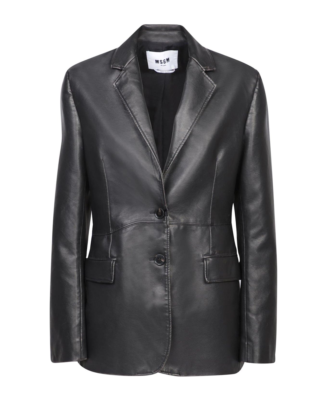 MSGM Button Fastened Leather Blazer MSGM