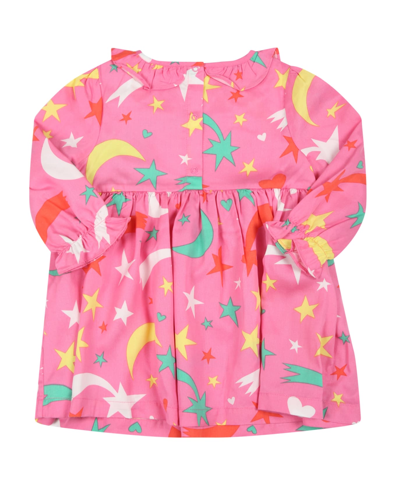 Stella McCartney Kids Fuchsia Dress Gor Baby Girl With Colorful Stars - Fuchsia