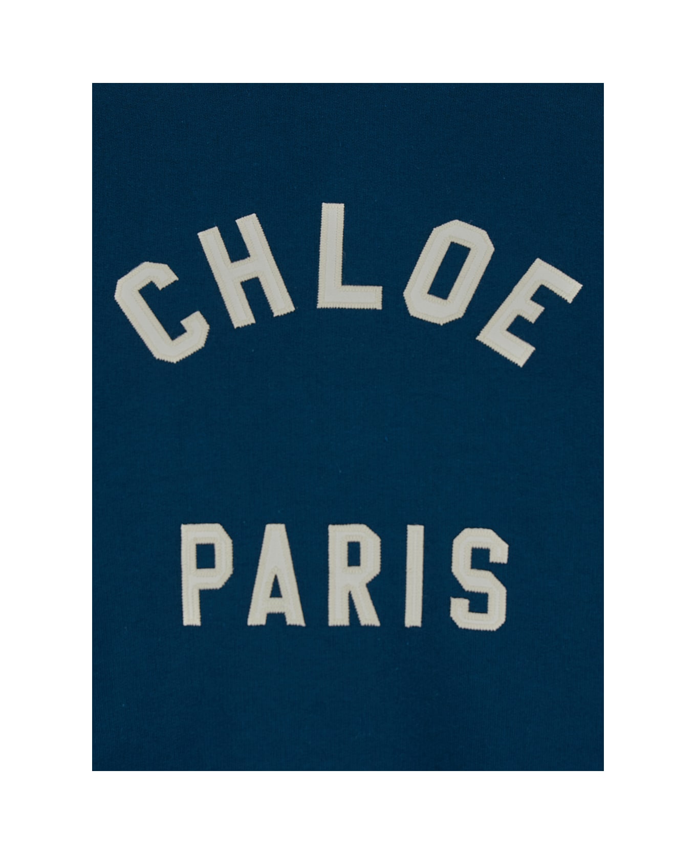 Chloé Blue Crewneck Sweatshirt With Logo Lettering Print In Cotton Woman - Blu