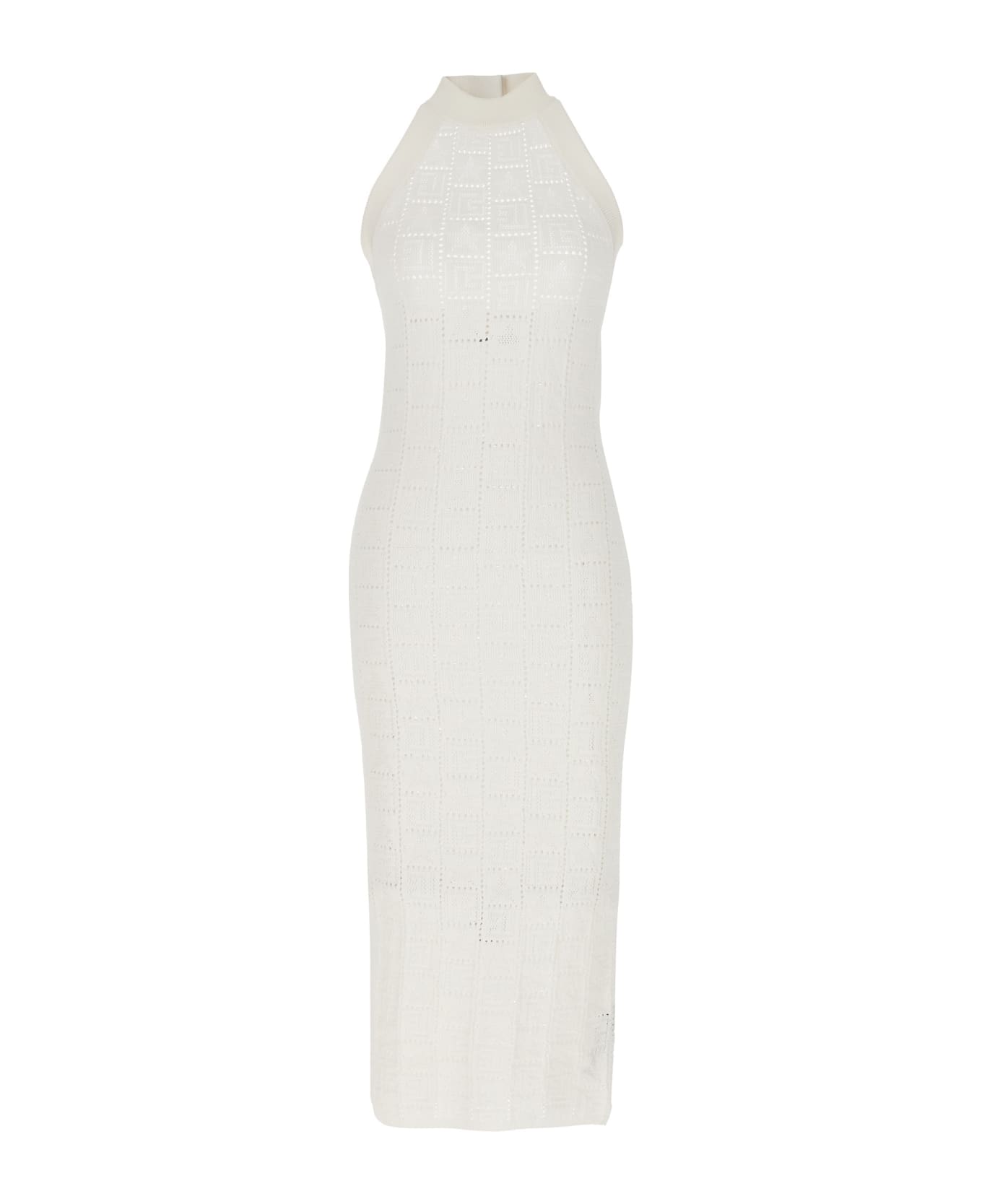 Balmain Monogrammed Knit Dress - White