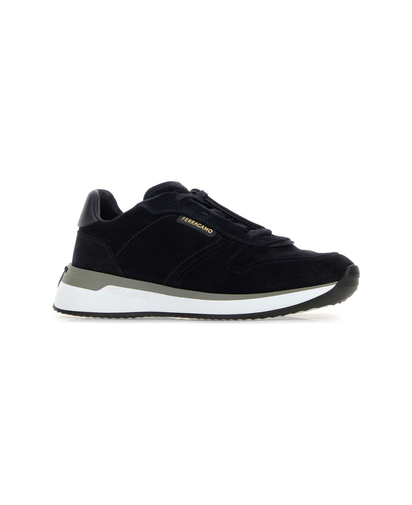 Ferragamo Dark Blue Suede Sneakers - NAVY