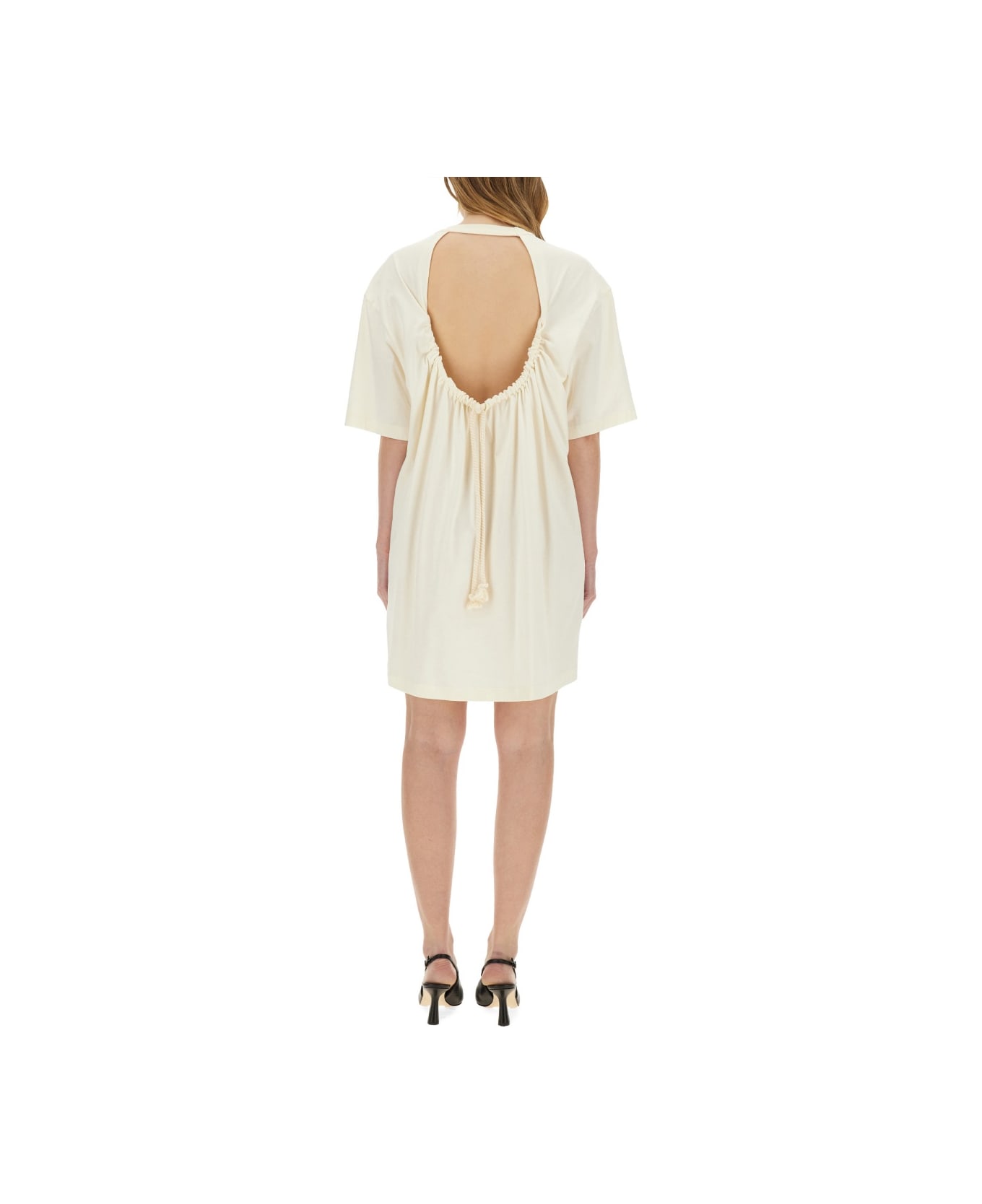 MSGM Short Dress With Logo - IVORY