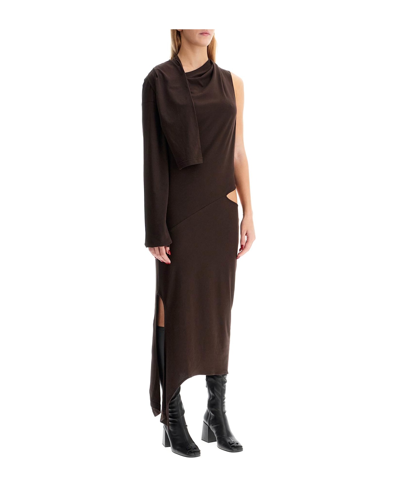 Courrèges Brown One-shoulder Dress With Cut-out - CHOCOLATE (Brown)