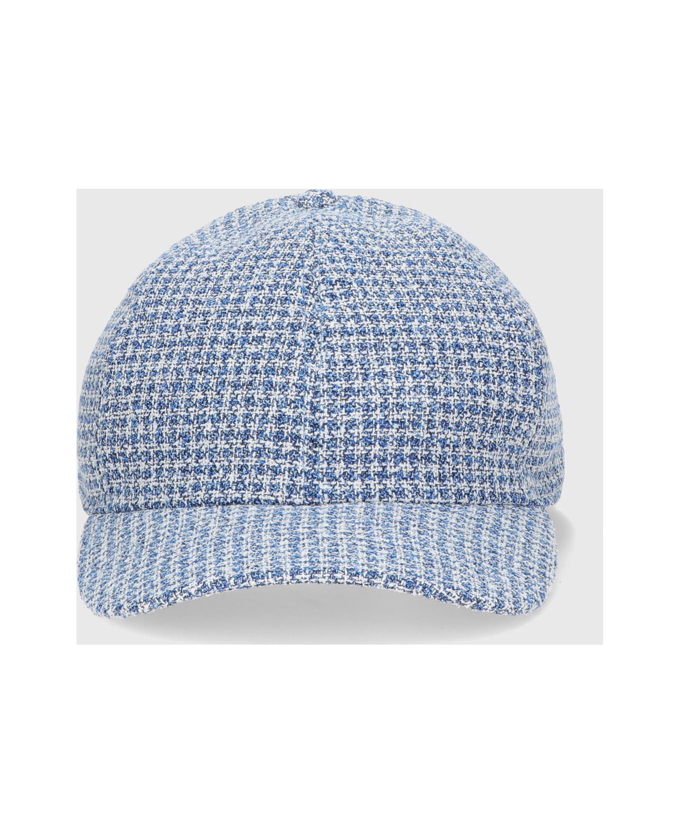 Borsalino Hiker Baseball Cap - HOUNDSTOOTH BLUE/WHITE
