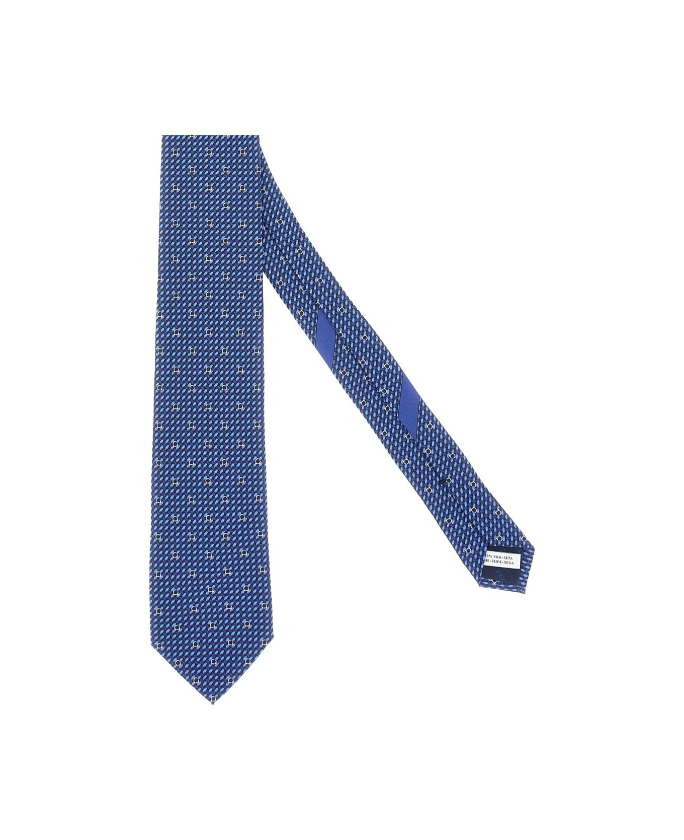 Ferragamo Tie Print "gancini" - BLUE