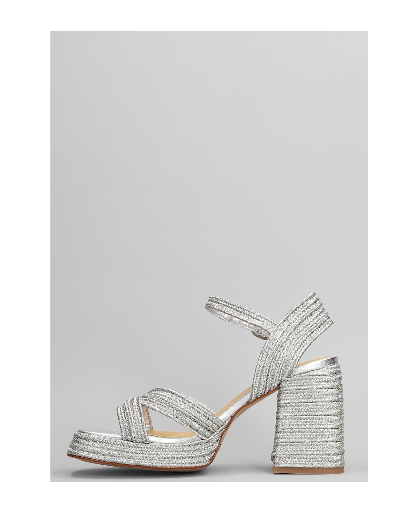 Castañer Valle-142 Sandals In Platinum Fabric - platinum