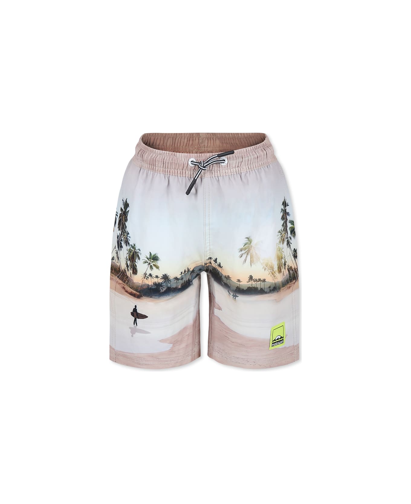 Molo Ivory Swim Shorts For Boy With Palm Tree - Ivory