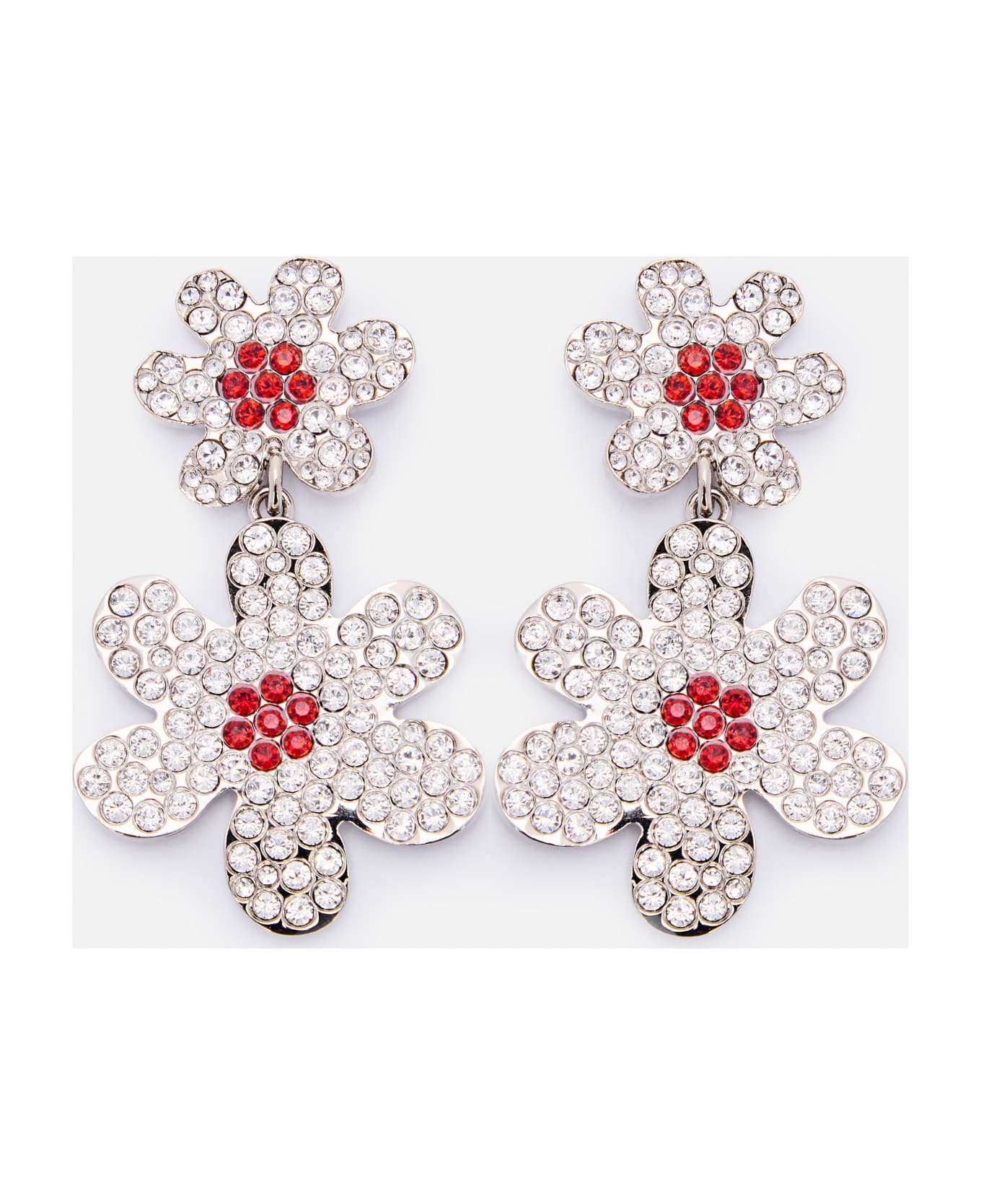 Marni Flower Pendant Earrings - Silver