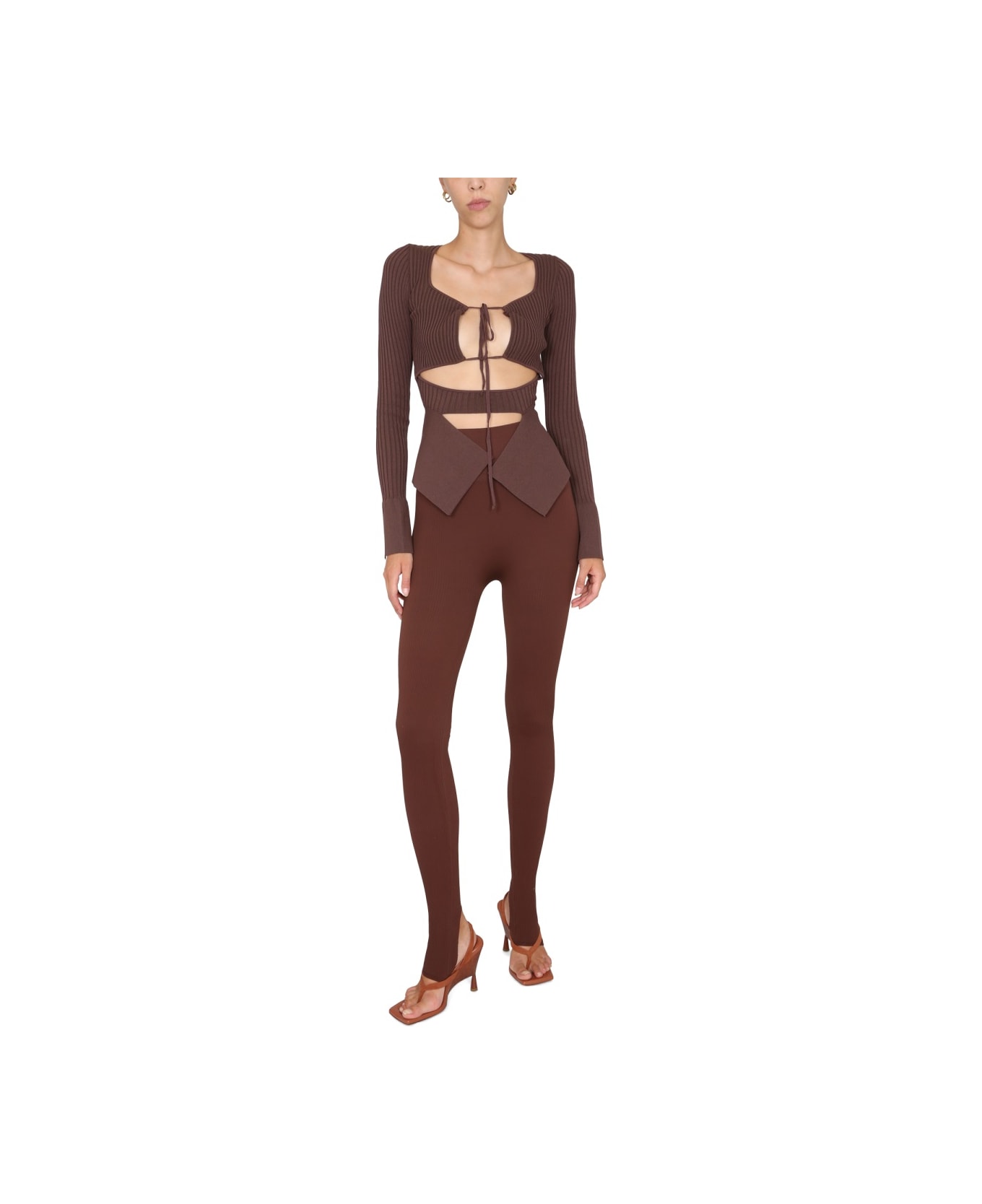 ANDREĀDAMO Ribbed Tops - BROWN