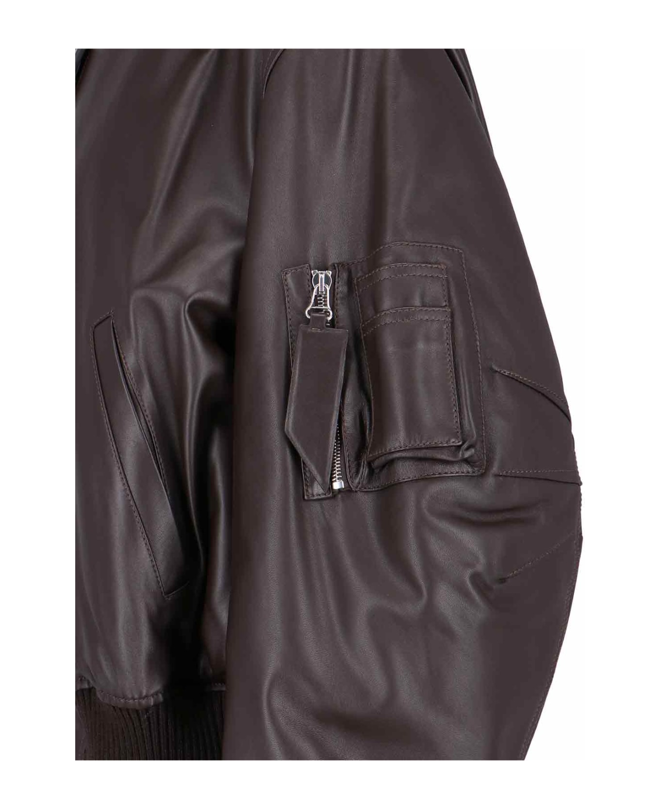 The Attico Brown Leather Jacket - DARK BROWN
