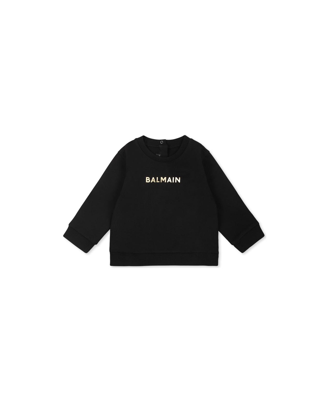 Balmain Black Sweatshirt For Babykids With Logo - Black