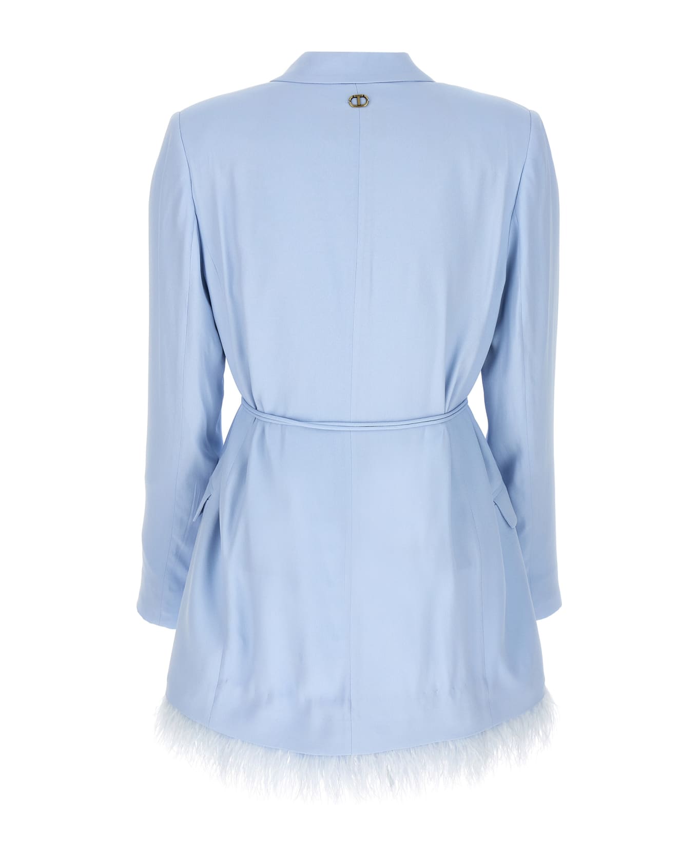 TwinSet Feather Blazer Dress - Light Blue