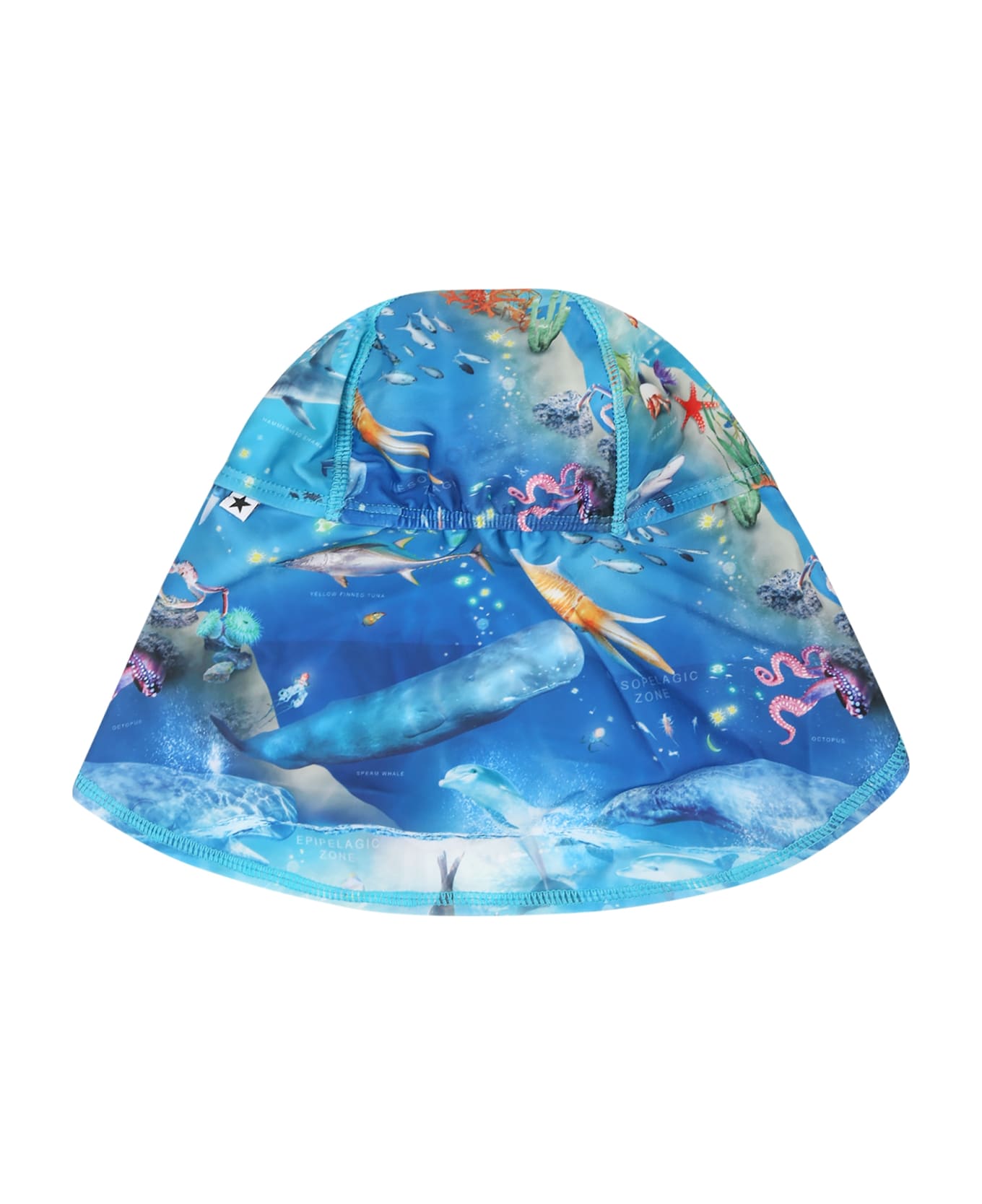 Molo Light Blue Hat For Baby Boy With Marine Animals - Light Blue アクセサリー＆ギフト